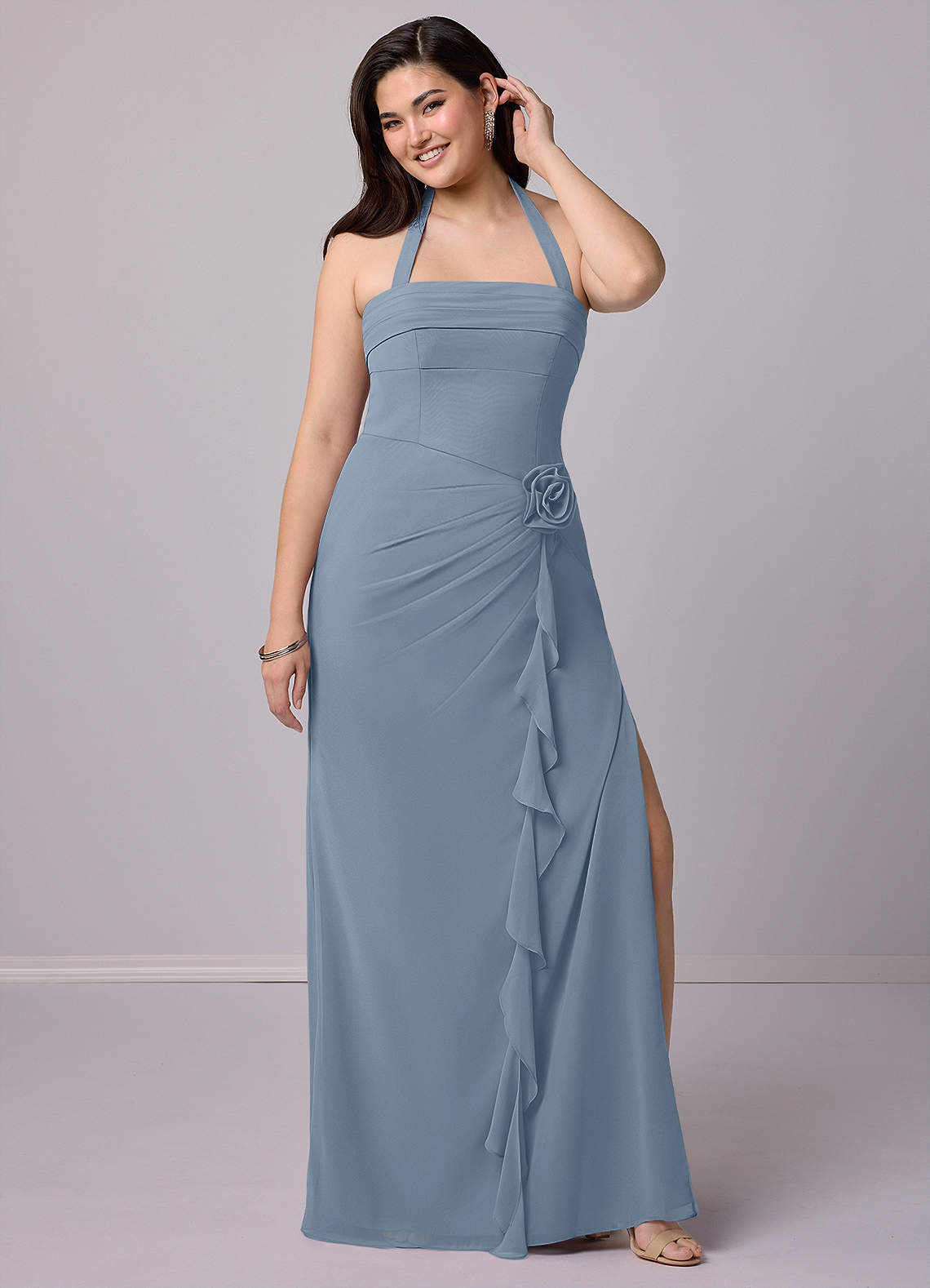 Barbie ♥ Azazie Bridesmaid Dresses Sheath Strapless Chiffon Floor-Length Dress image5