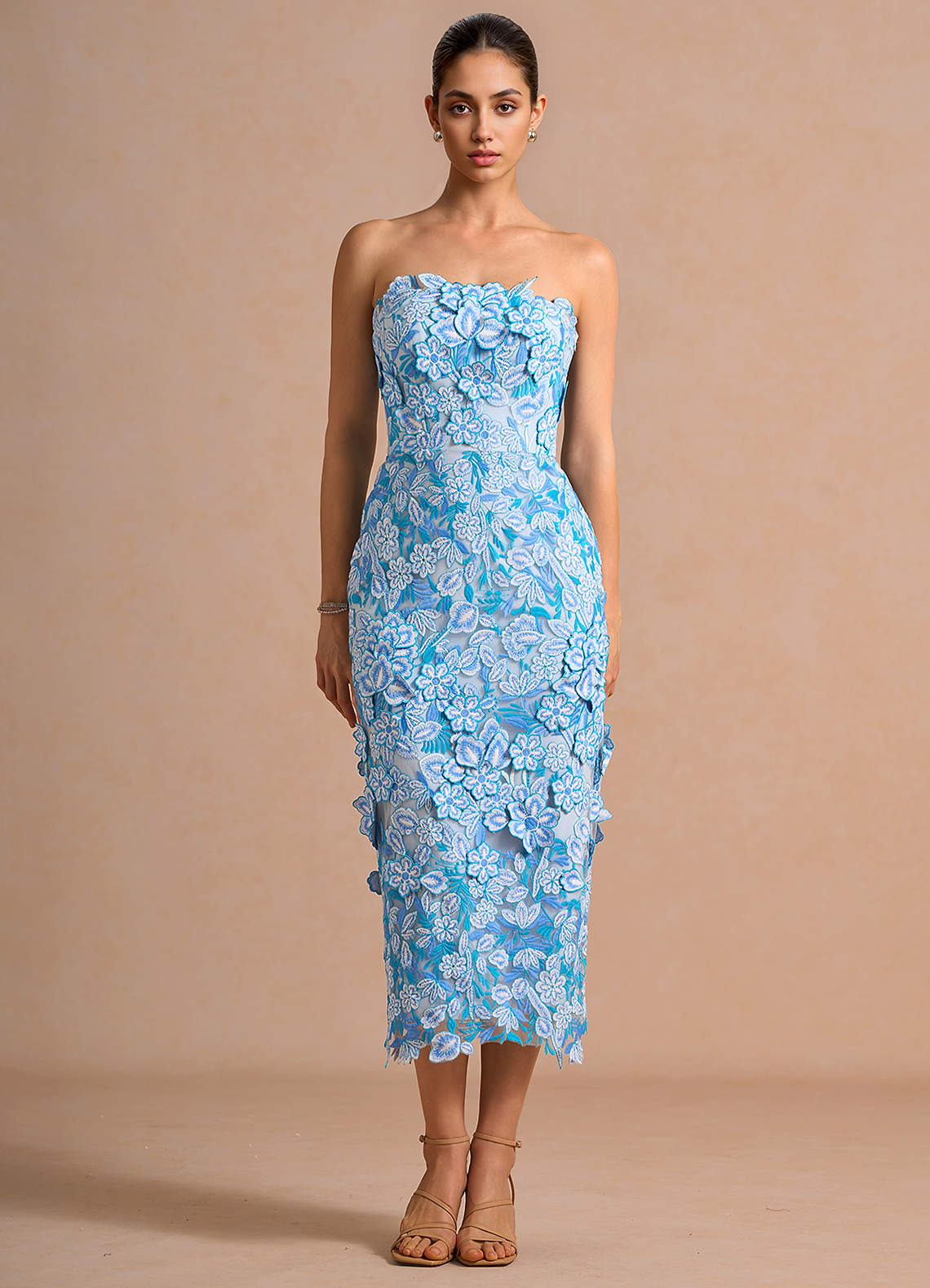 Della Blue Floral Multi Midi Dress | Azazie