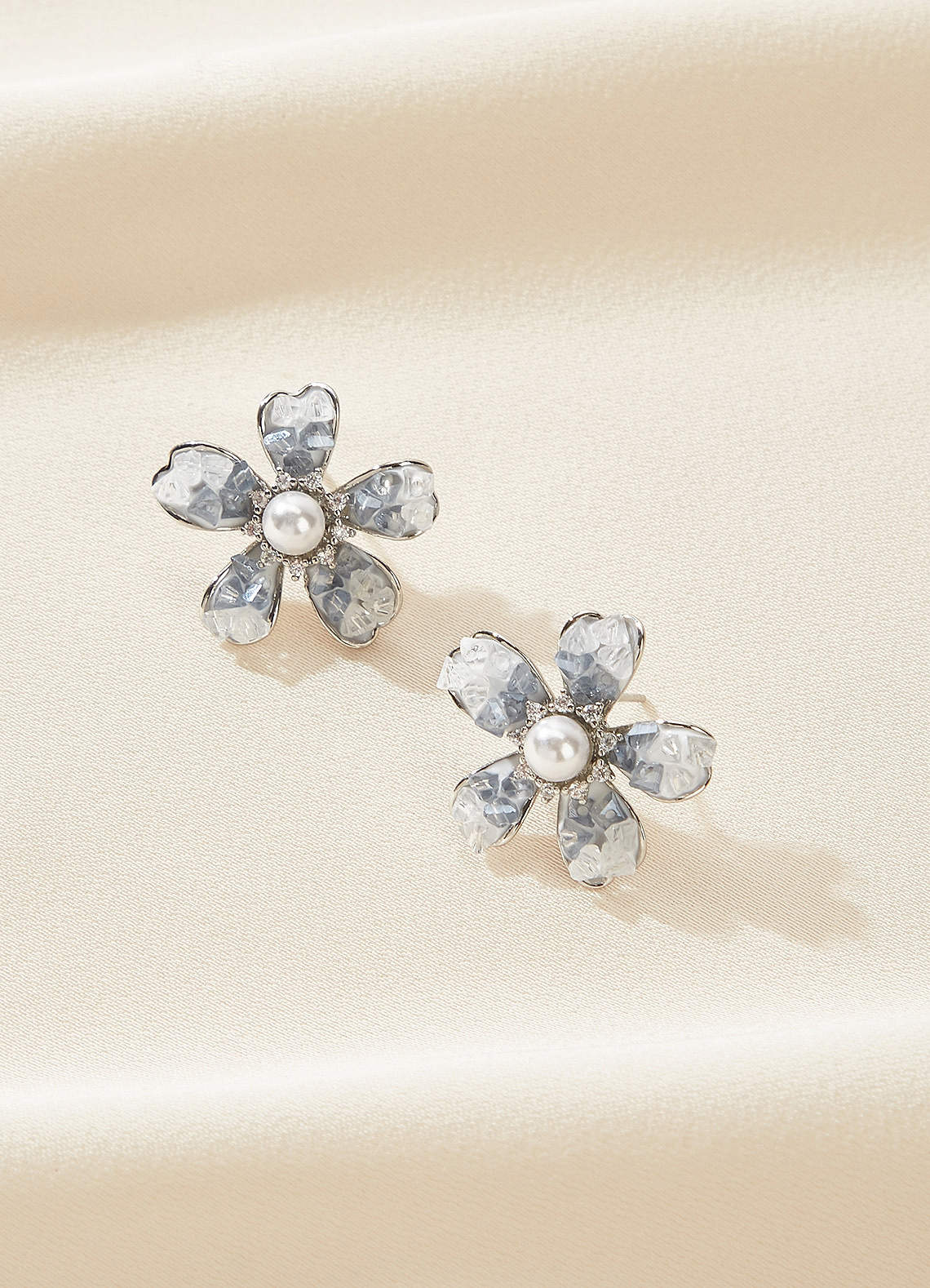 front Something Blue Flower Stud Earrings