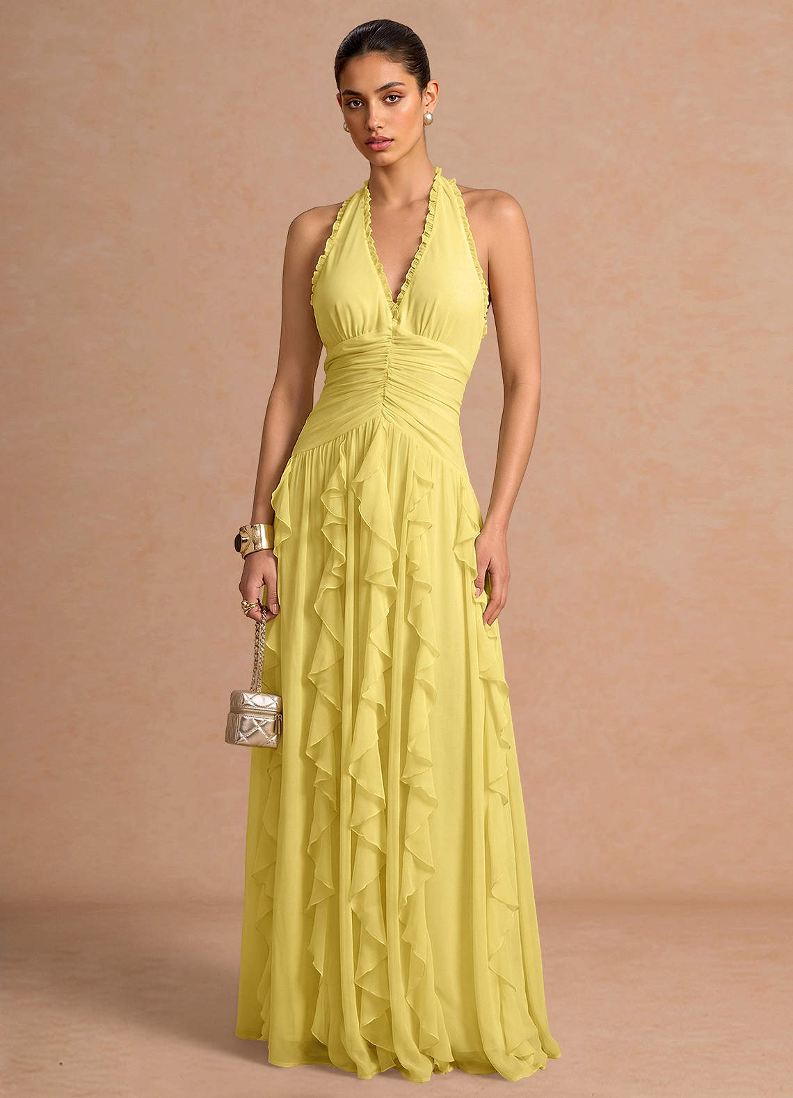 pastel yellow maxi dresses Lisa Dress, in Pale Luxe Satin | Show Me Your Mumu Part of our European Summer collection KissProm Spaghetti Strap A-Line Chiffon