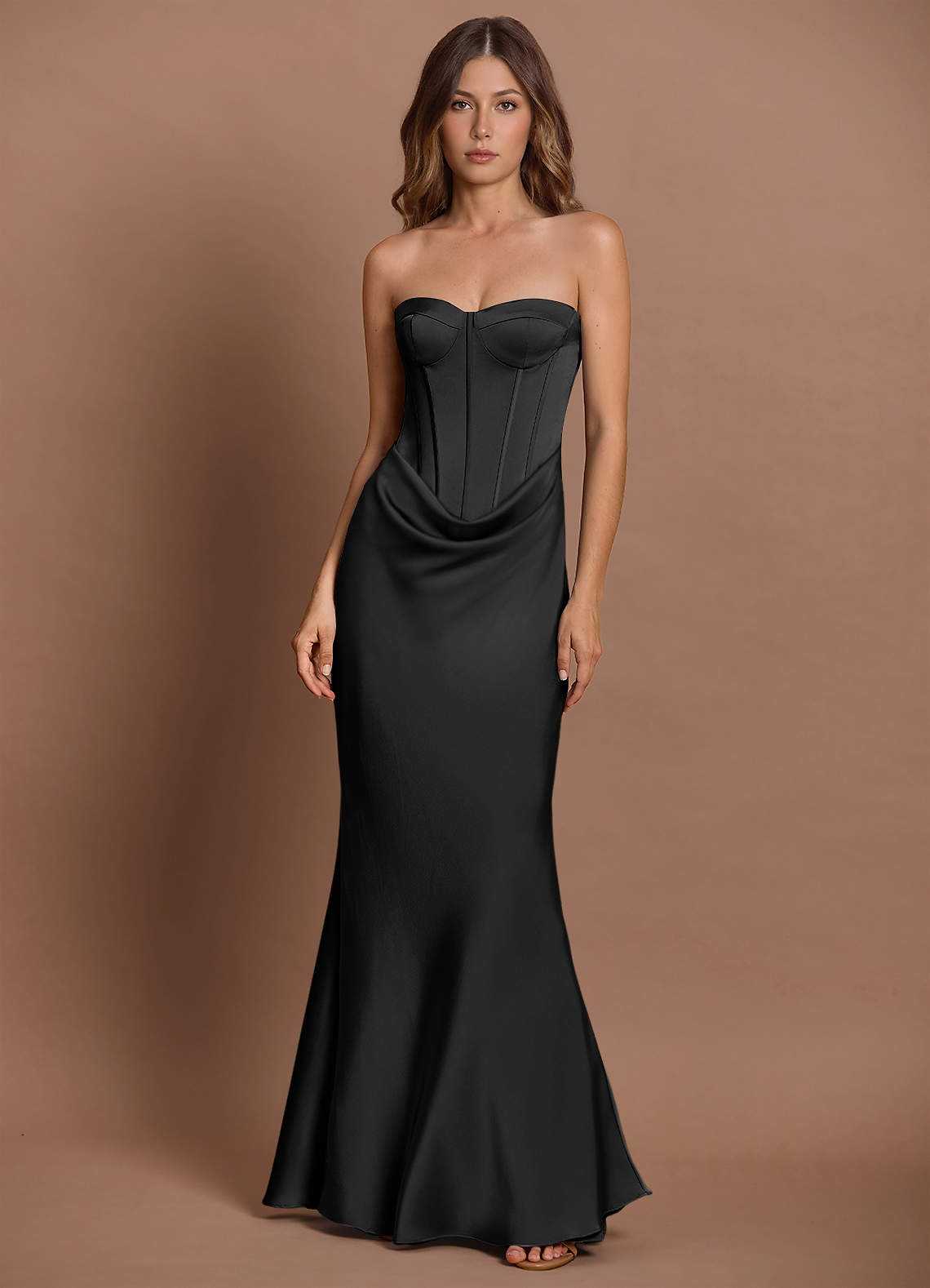 fitted lace wedding dress Irenia Off The Shoulder Structured Maxi Gown