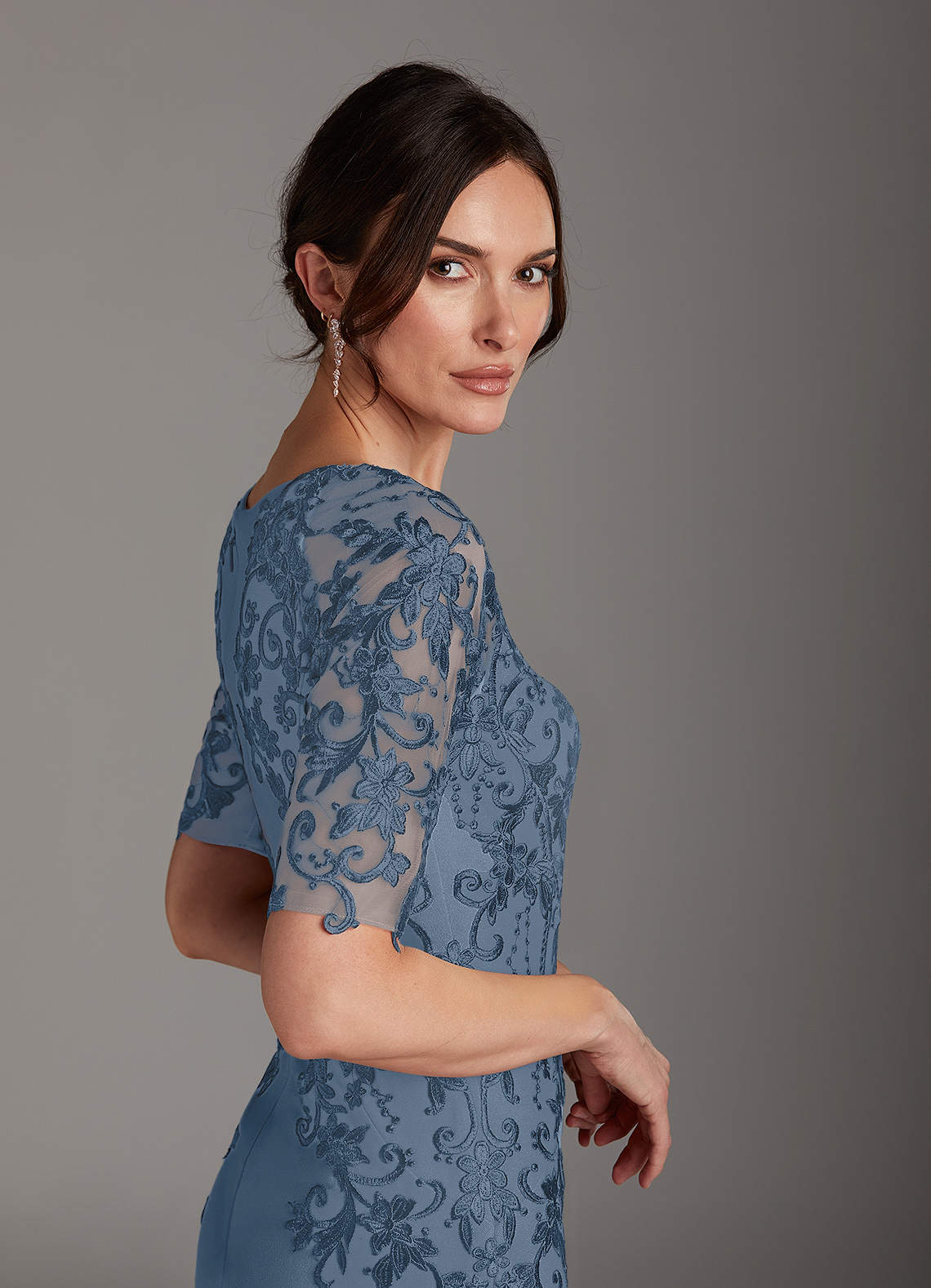 dusty blue sheath dress Aspen Midi Dress - Dusty Blue Satin Slip Dress main image 1