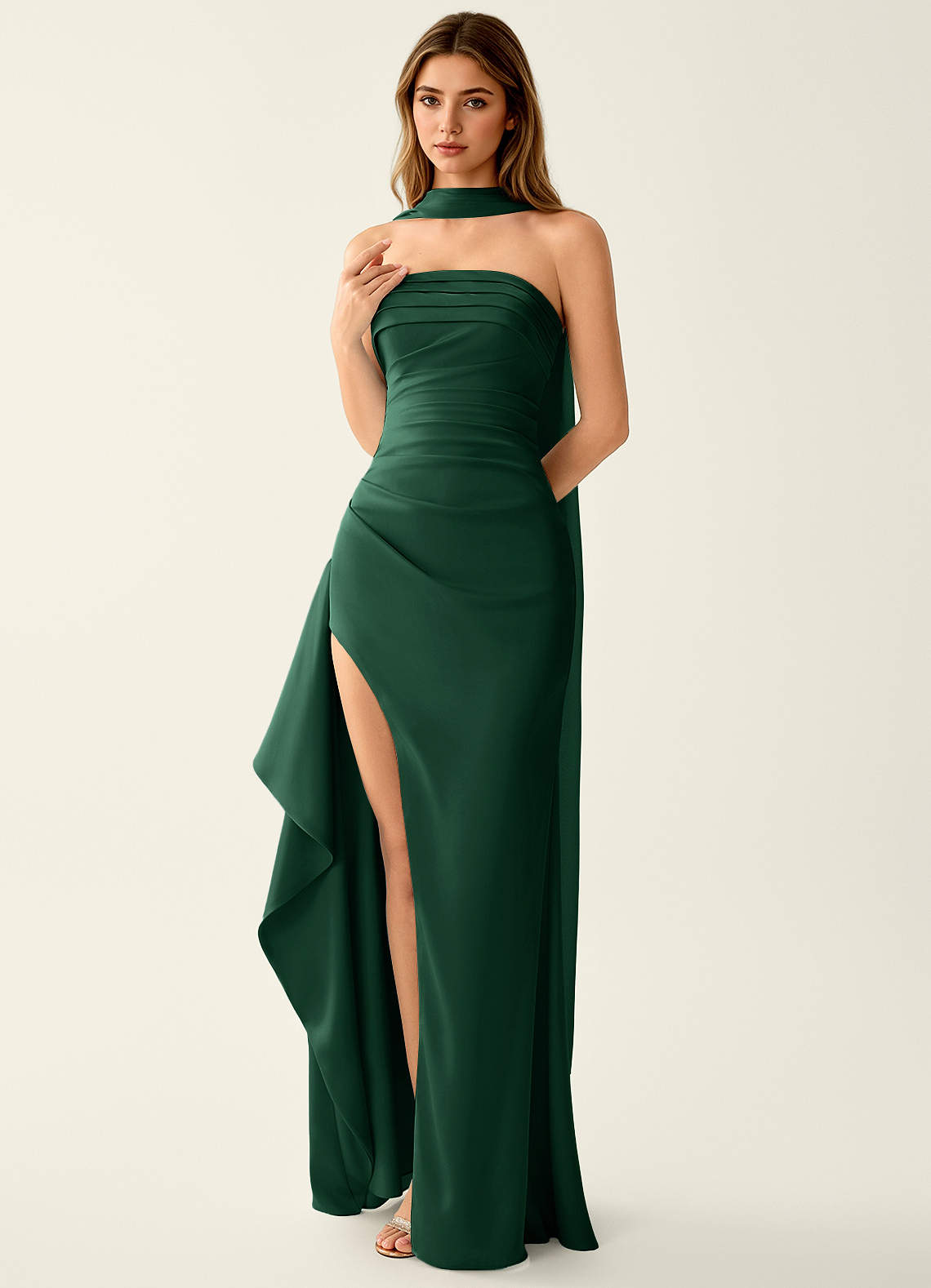 emerald green lace bridesmaid dresses Esperanza Satin Sparkly Up Back Summer Dress dimensional texture to the robe tube blue prom short dresses AU Size:14
