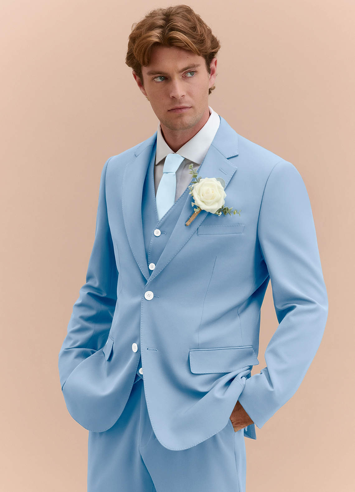 front James Sky Blue Structured Stretch 3-piece suit