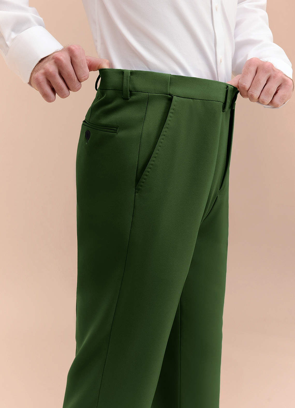 front James Olive Structured Stretch Dress Pants