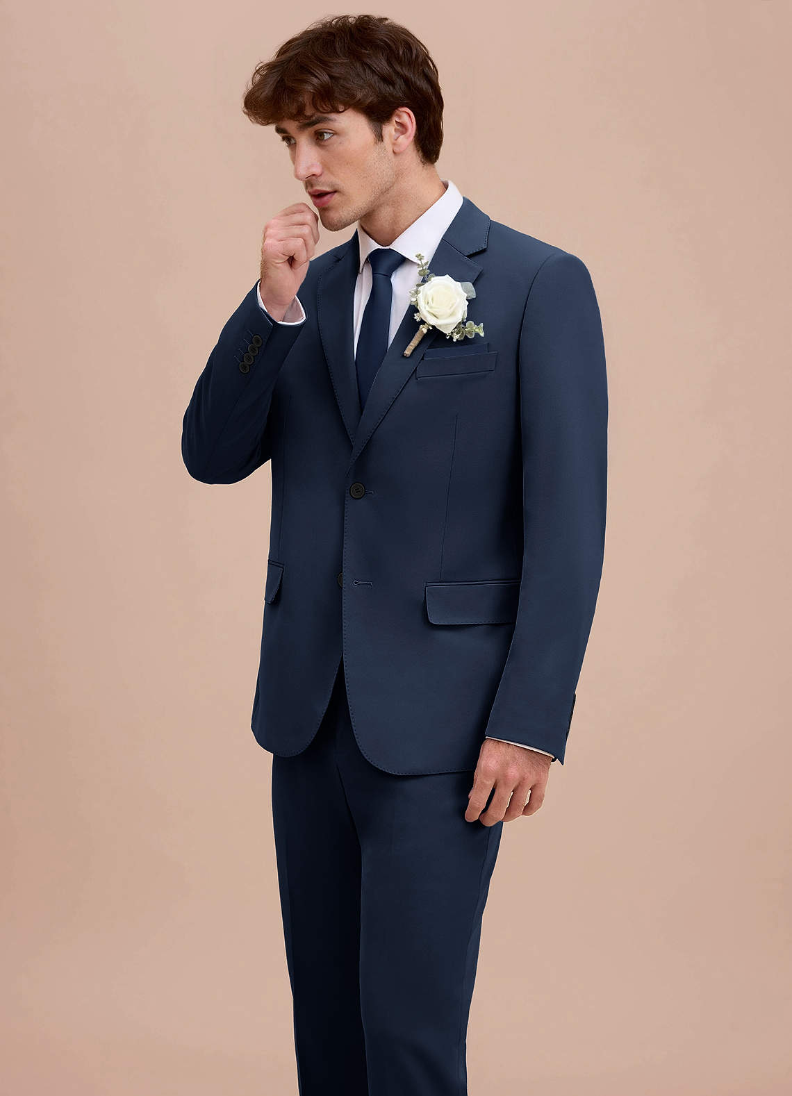 front Ethan Dark Navy Refined Weave Suit Jacket