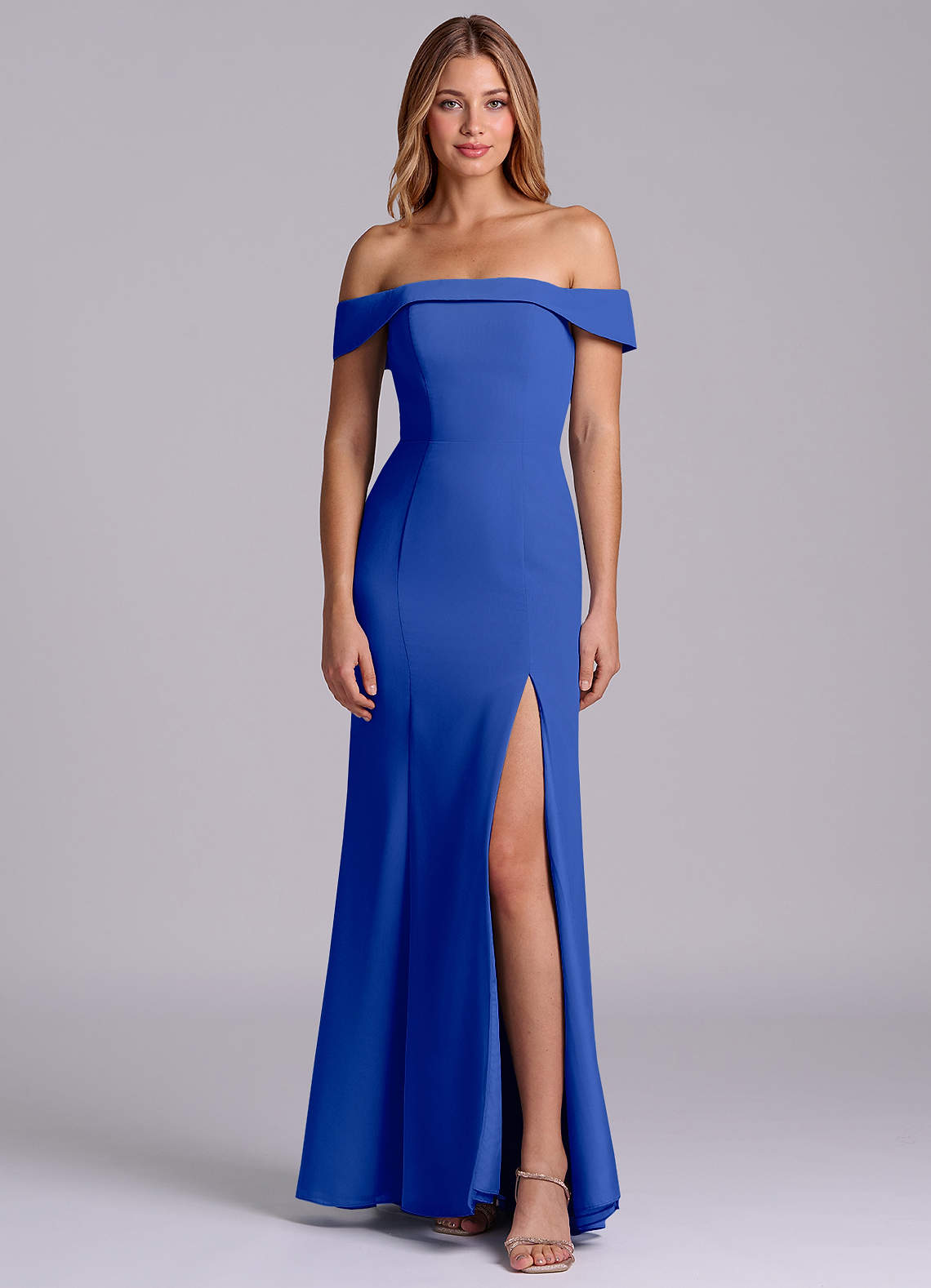 elegant royal blue bridesmaid dresses Elegant Dark Navy Long Lace Bridesmaid dresses with Short-Sleeves main image 1
