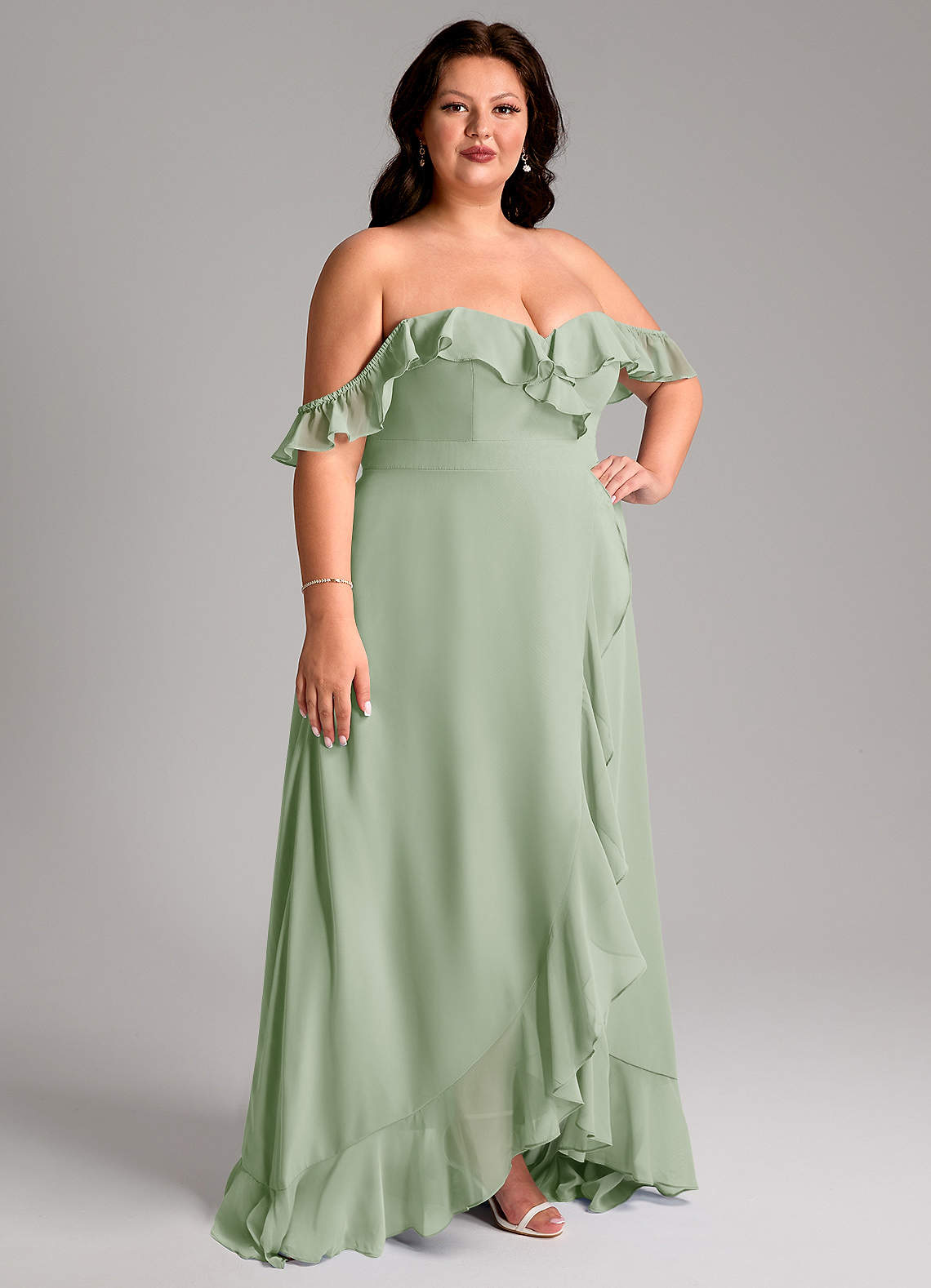 Azazie Lyra Bridesmaid Dresses Dusty Sage A-Line Chiffon Convertible Dress image12