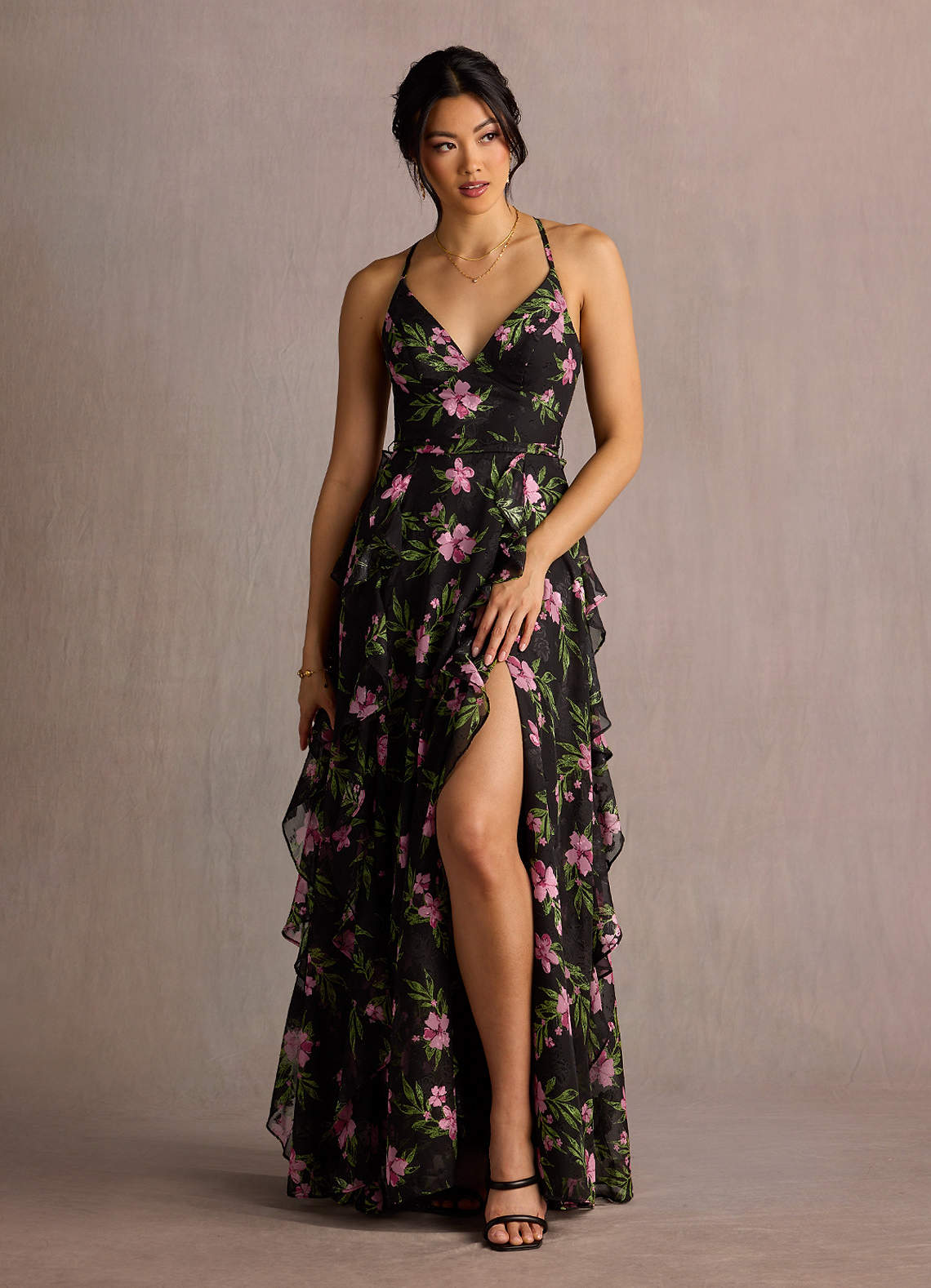Megan Black Multi Floral Maxi Dress image1