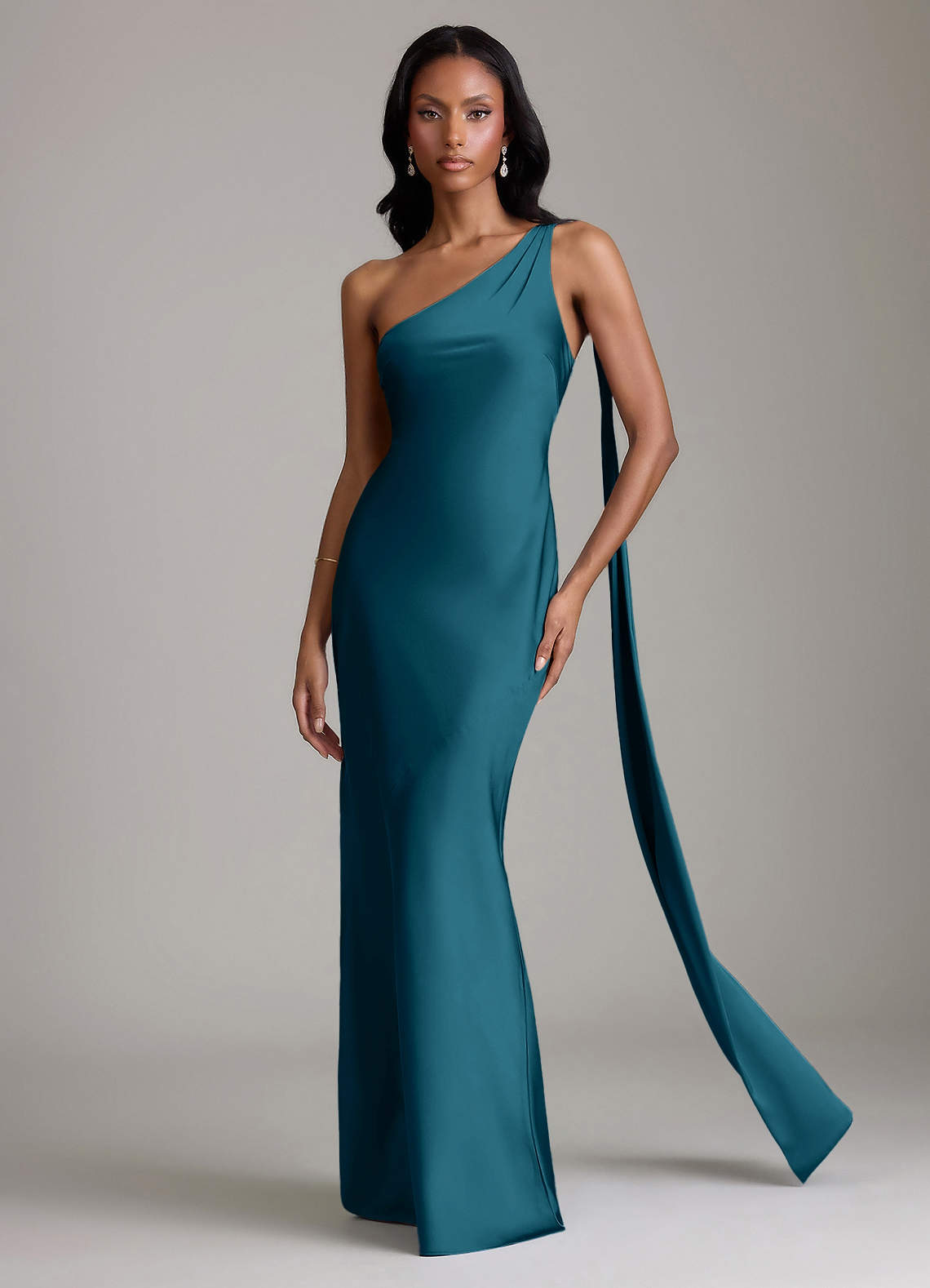 ink blue satin dress Ink Blue Satin Spaghetti Straps High-low Formal Dress