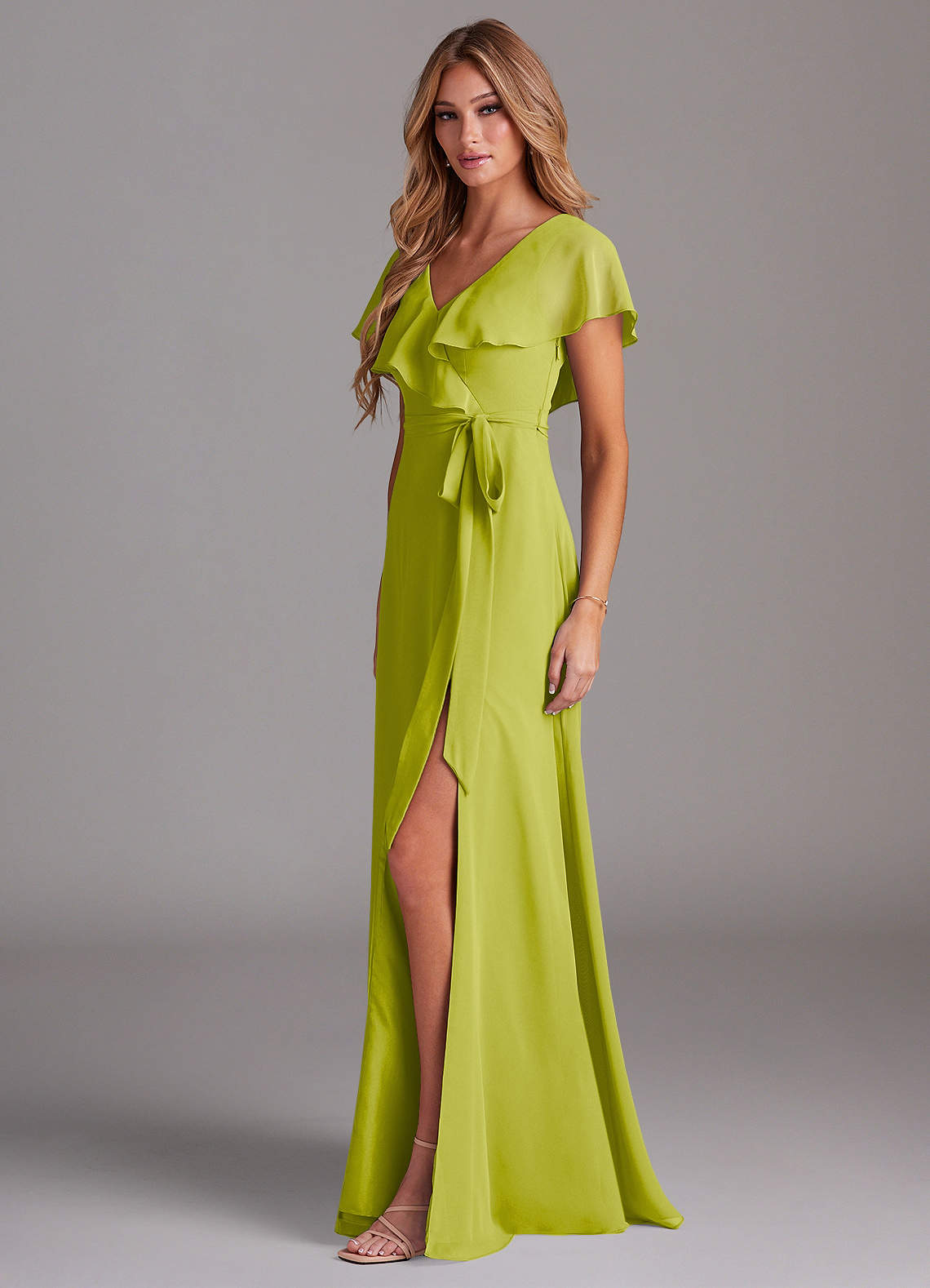 Azazie Lainey Lemongrass Chiffon Bridesmaid Dresses | Azazie