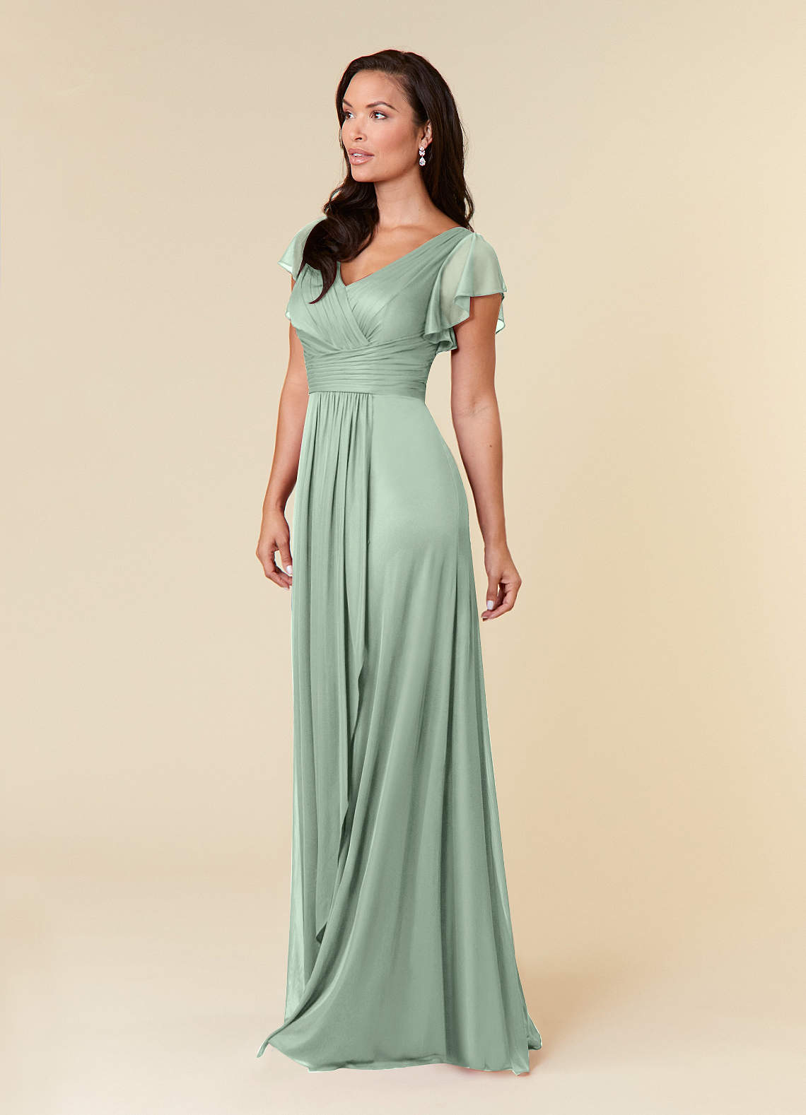 Azazie Reneya Mother of the Bride Dresses Agave A-Line Pleated Mesh Dress image1