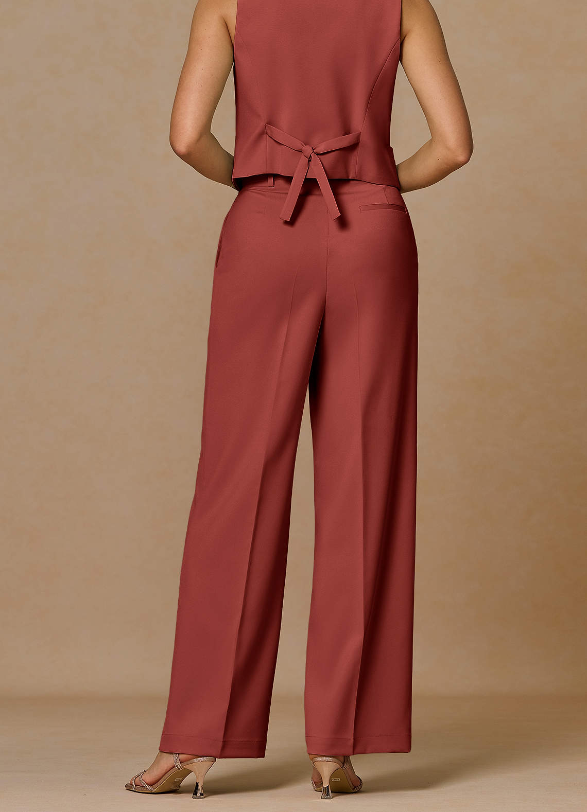 front Rowan Terracotta Performance broek met verfijnde weefstructuur