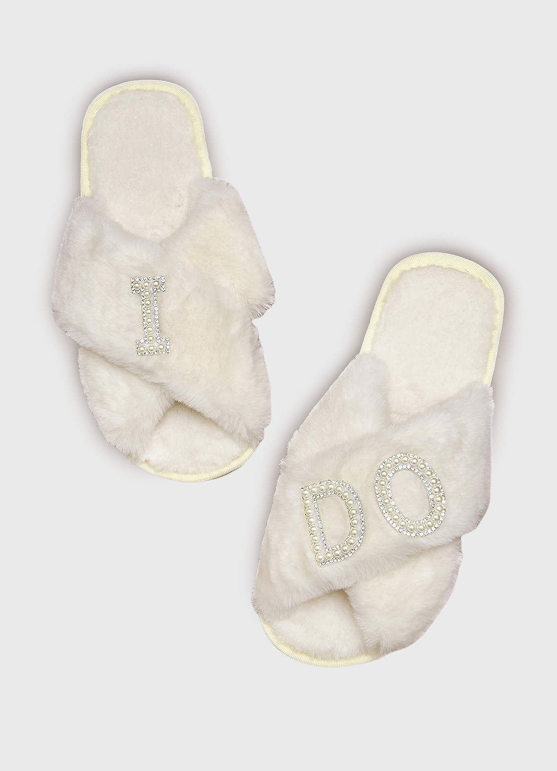 front Fuzzy Bride Slippers