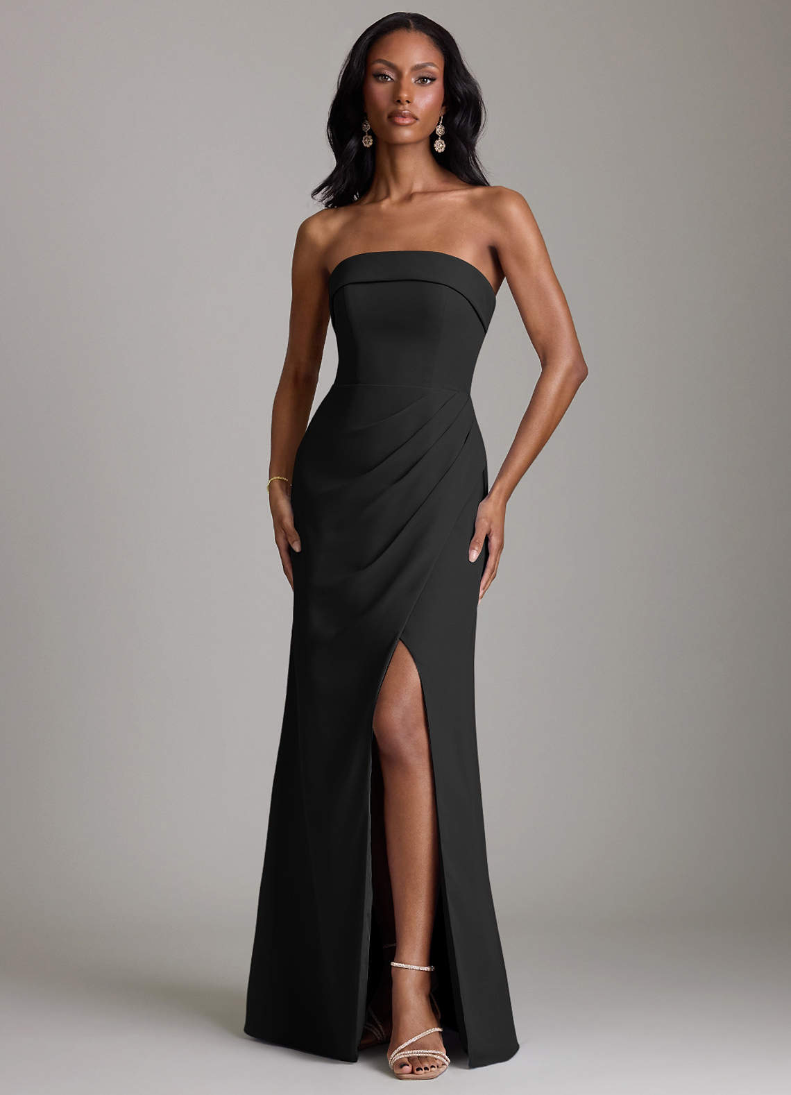 black strapless chiffon bridesmaid dress Black Bridesmaid Dress Chiffon Size XS