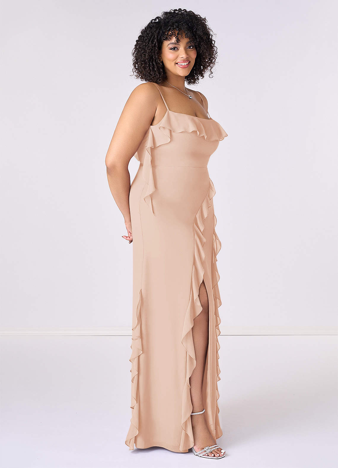 Barbie ♥ Azazie Bridesmaid Dresses English Rose Sheath Bow Chiffon Dress image8