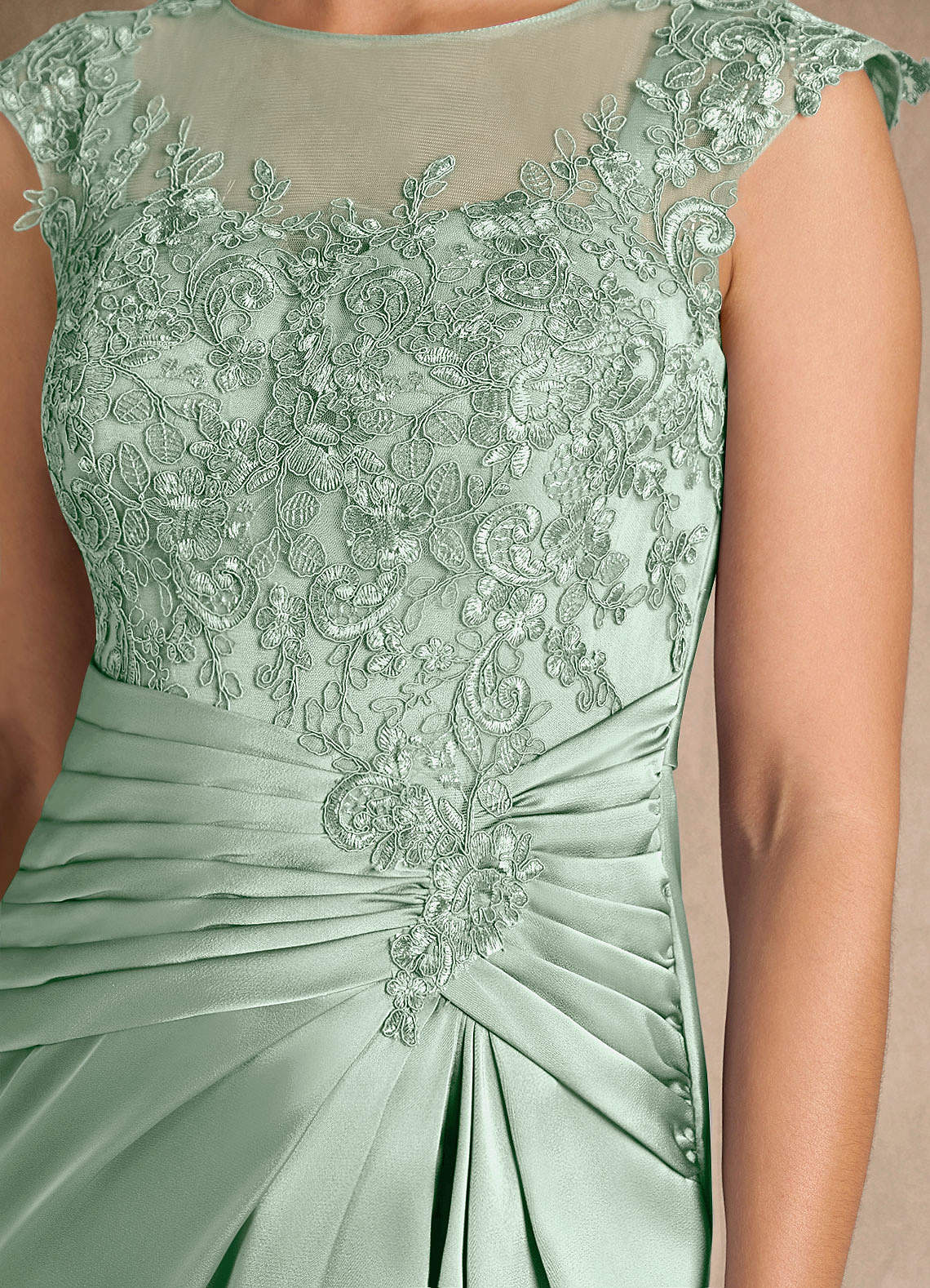Azazie Santa Barbara vestidos de madre de la novia Vestido de Agave de Satén Elástico de Recto con Plisado image8