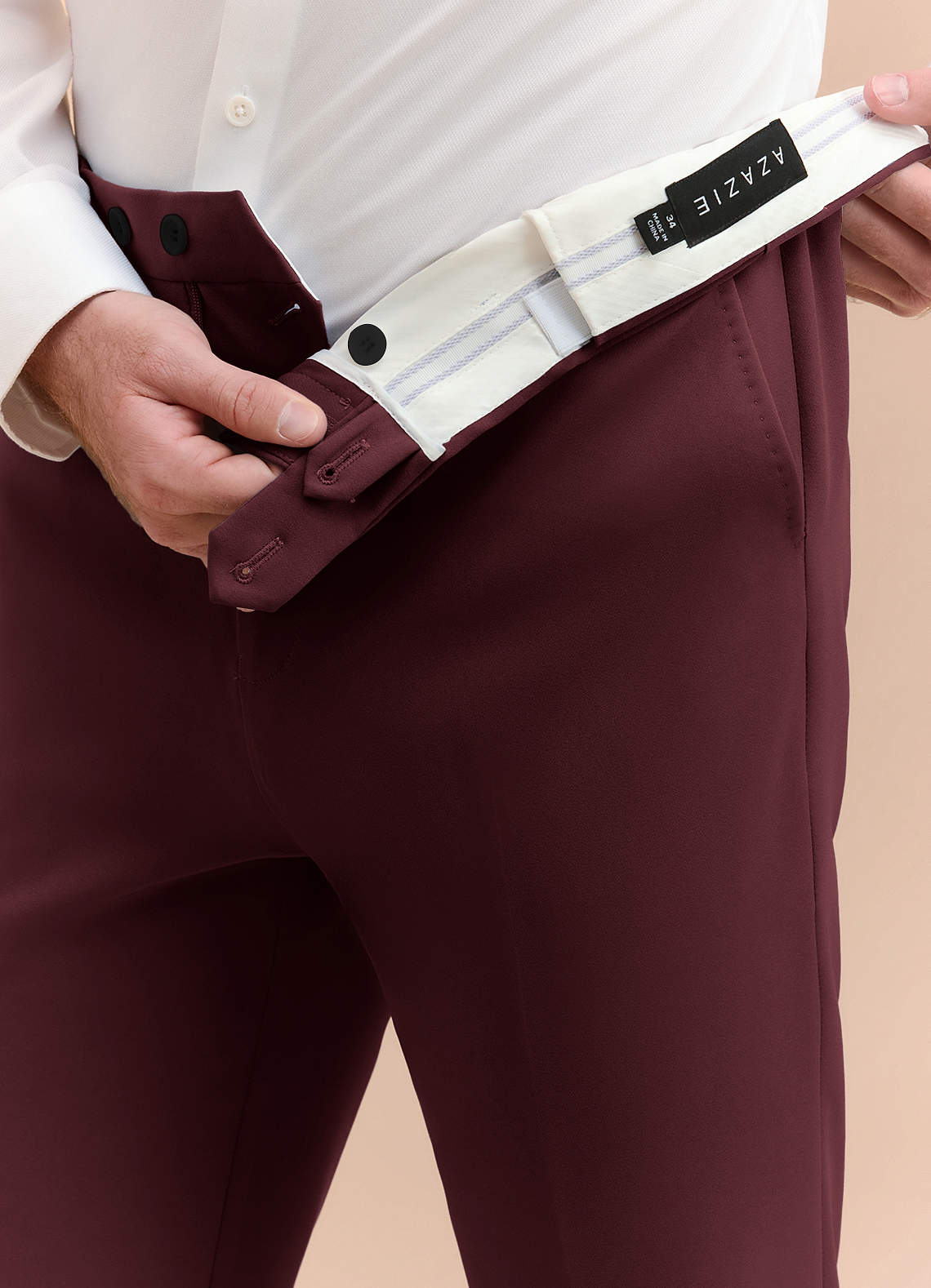 front James Cabernet Structured Stretch Dress Pants