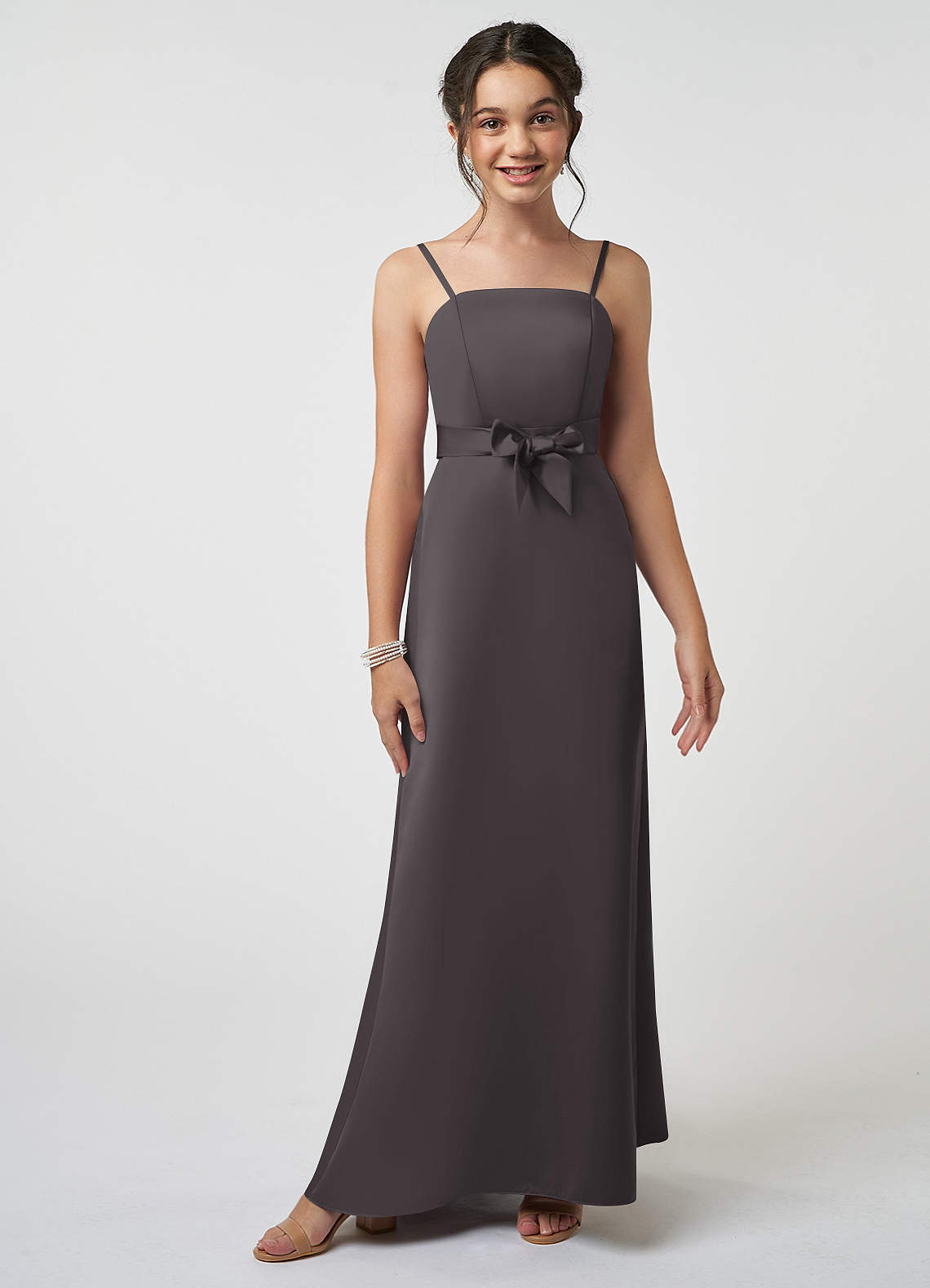 Steel Grey Azazie Anina JBD Junior Bridesmaid Dresses | Azazie