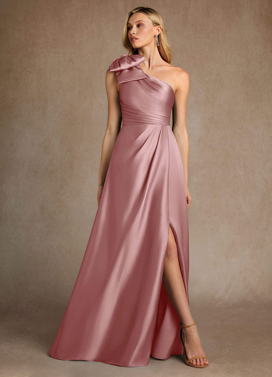 dusty rose one shoulder dress Azazie Brooke