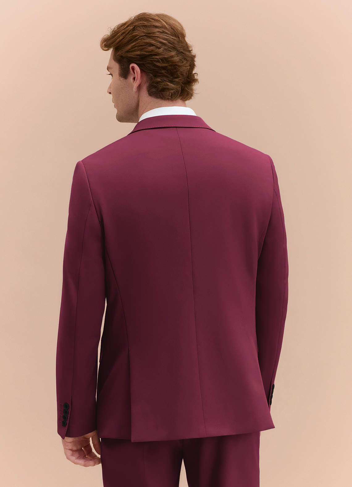 front James Burgundy Structured Stretch Suit Jacket