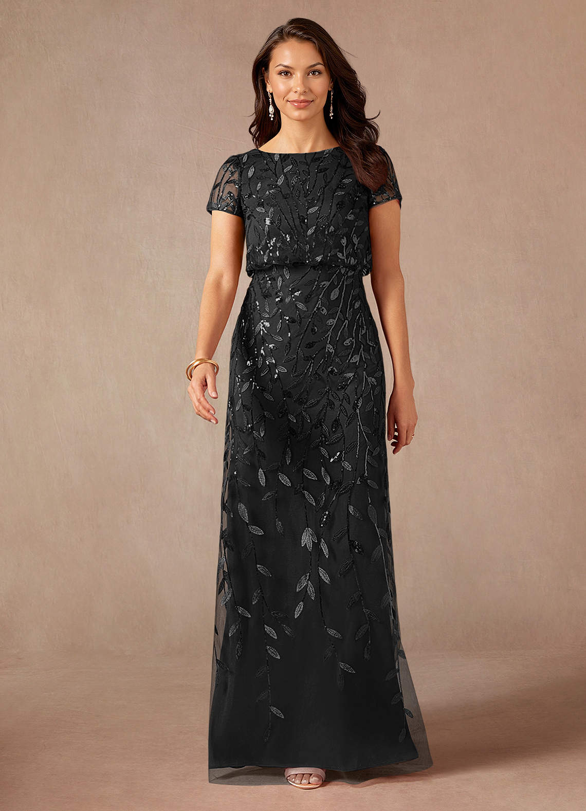 Azazie Lehi vestidos de madre de la novia Vestido de Negro de Lentejuelas de Corte En A image3