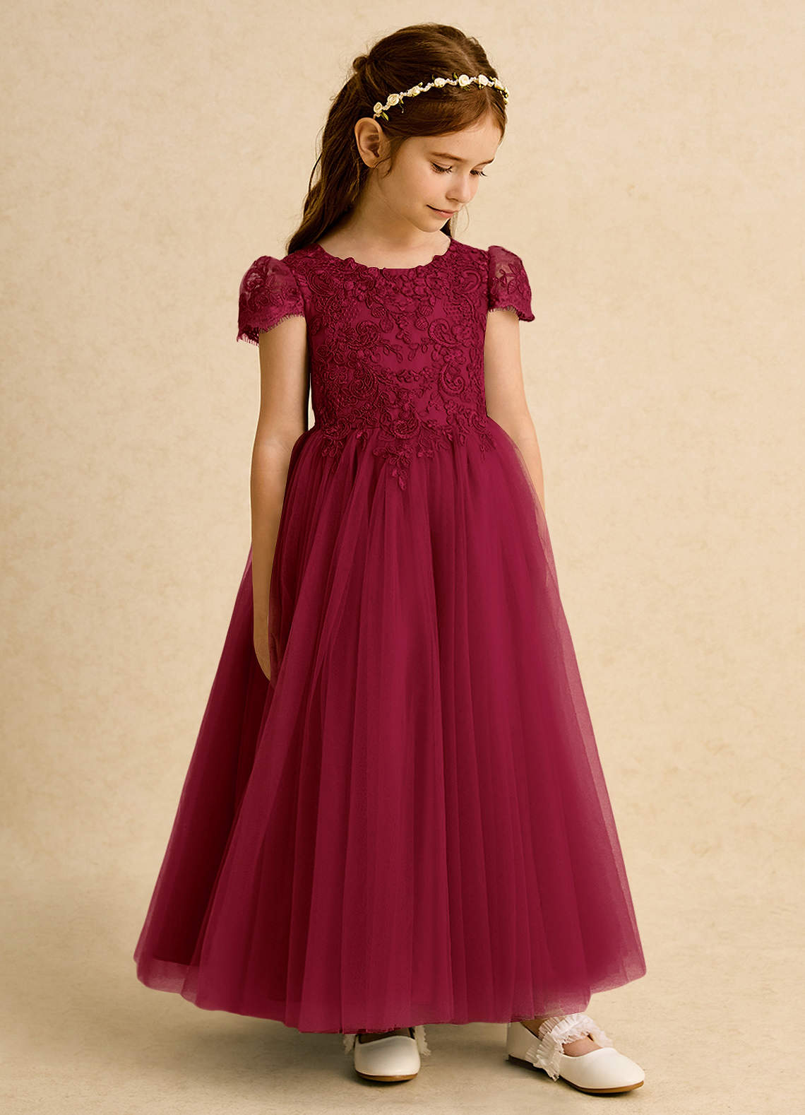 Azazie Puff Flower Girl Klänningar Klä Balklänning i Tyll Spets image3