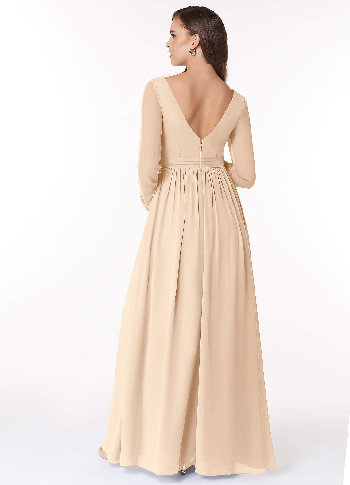 Azazie Teton Abiti da damigella d'onore premaman Abito A-Line Manica Lunga Chiffon Floor-Length image1