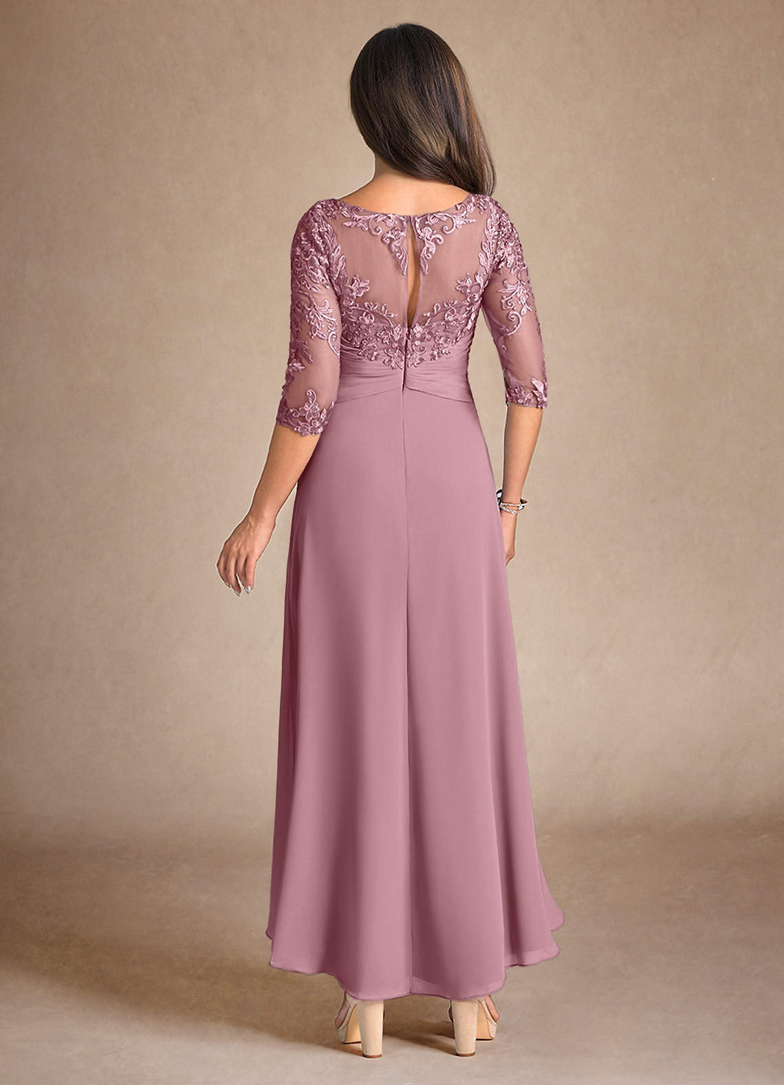 Azazie Marietta Mother of the Bride Dresses Vintage Mauve A-Line Lace Dress image2