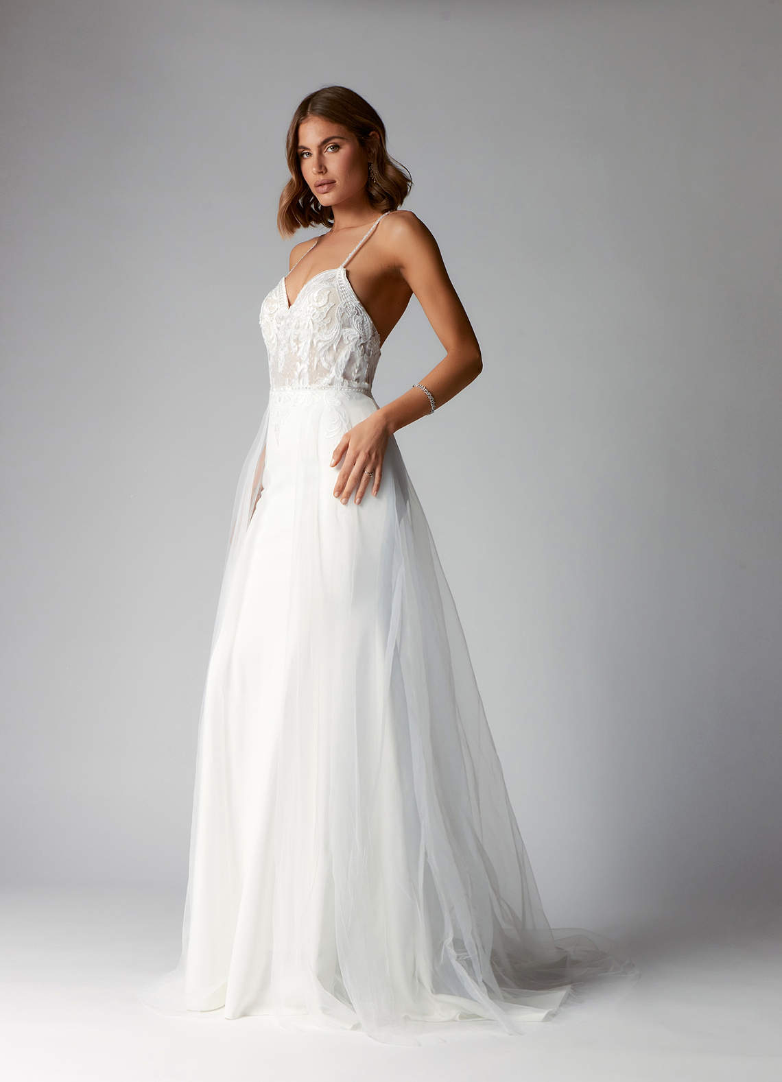 Azazie Saffron Wedding Dresses Mermaid Sweetheart Sequins Stretch Crepe Chapel Train Dress image1