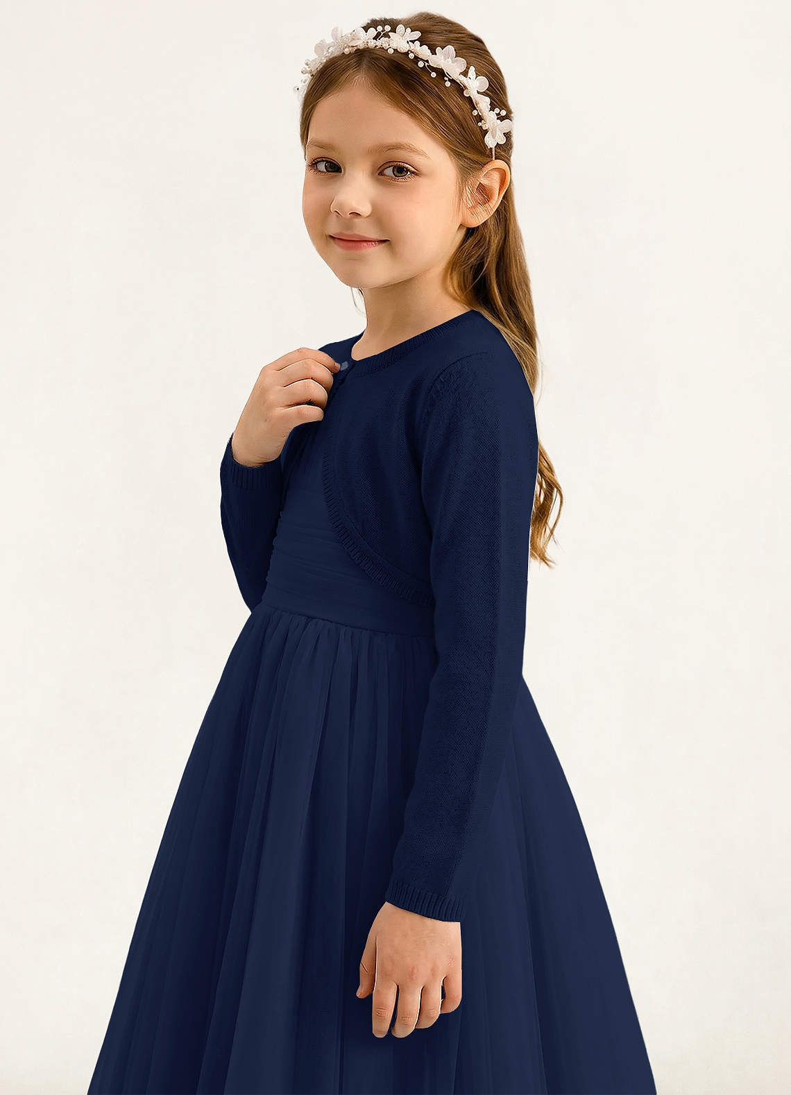 front Azazie Girls Knitted Shawl