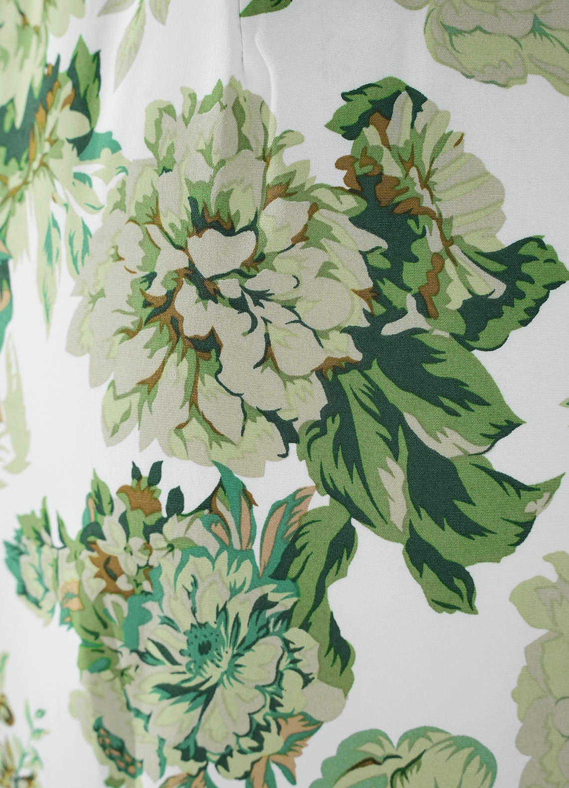 Robe Vert Longueur Midi à Imprimé Floral et Manches Bouffantes image1