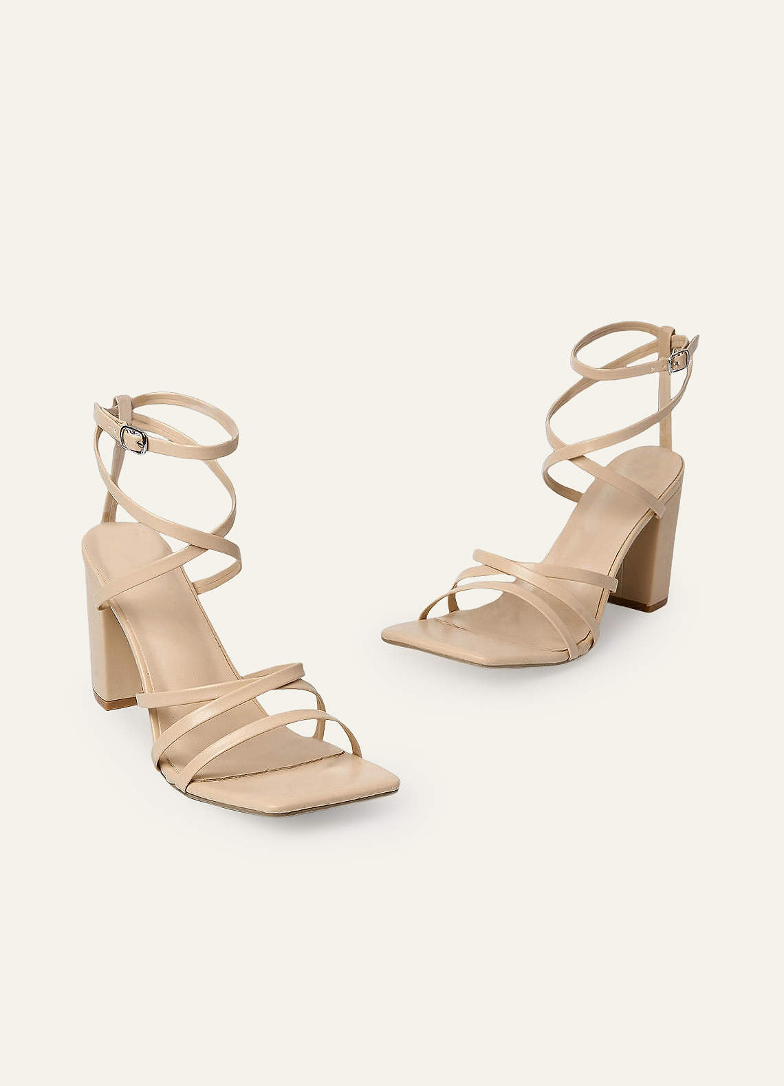 front Cross Strappy Ankle Strap Heels