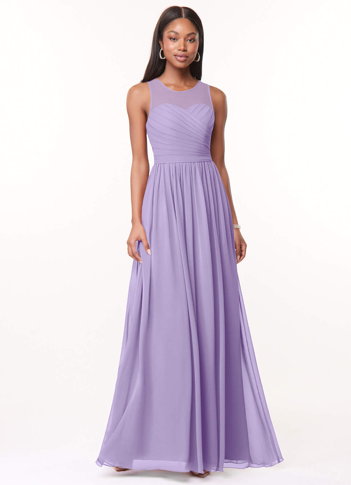 Azazie Nina Bridesmaid Dresses Lilac A-Line Pleated Chiffon Dress image1