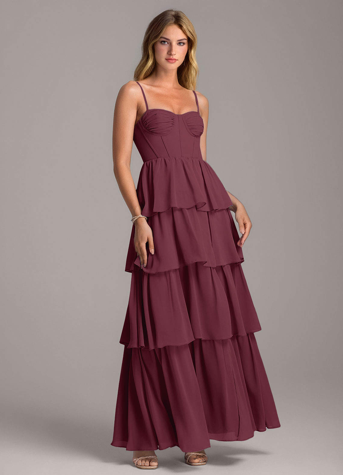 Azazie Alanna Bridesmaid Dresses Cabernet A-Line Sweetheart Neckline Chiffon Dress image1