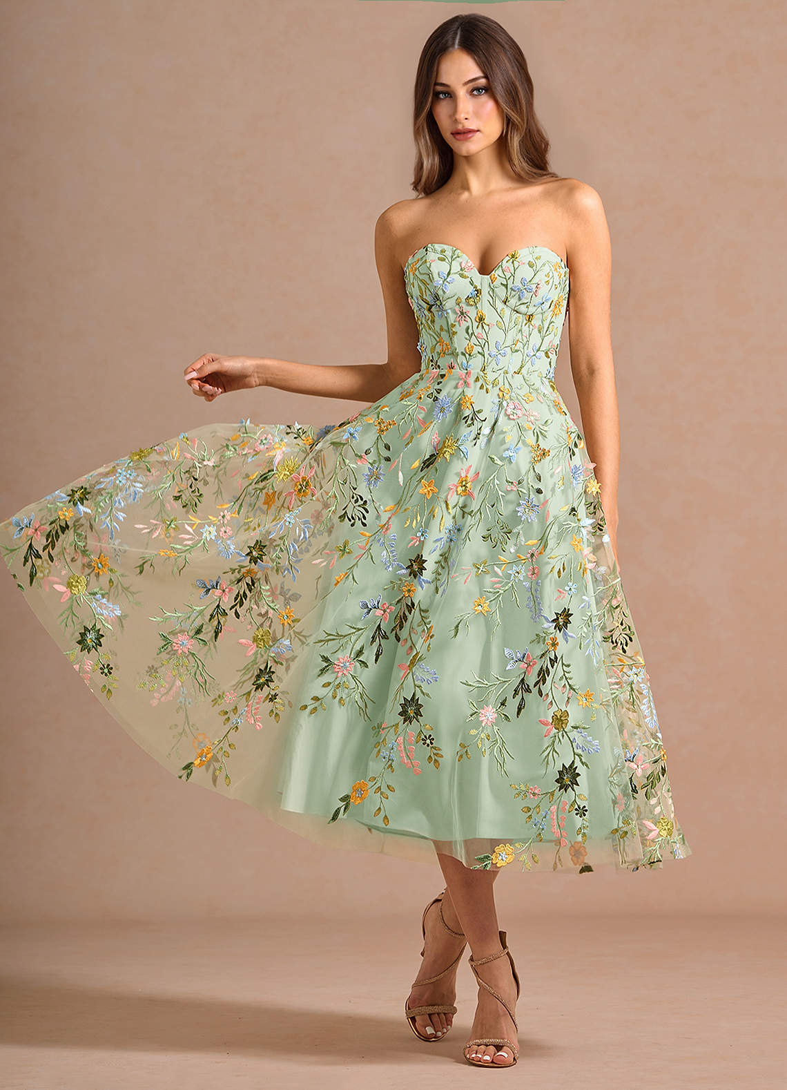 green emerald velvet dress Baltic Born Womens Kendra Embroidered Dress | Olive main image 0
