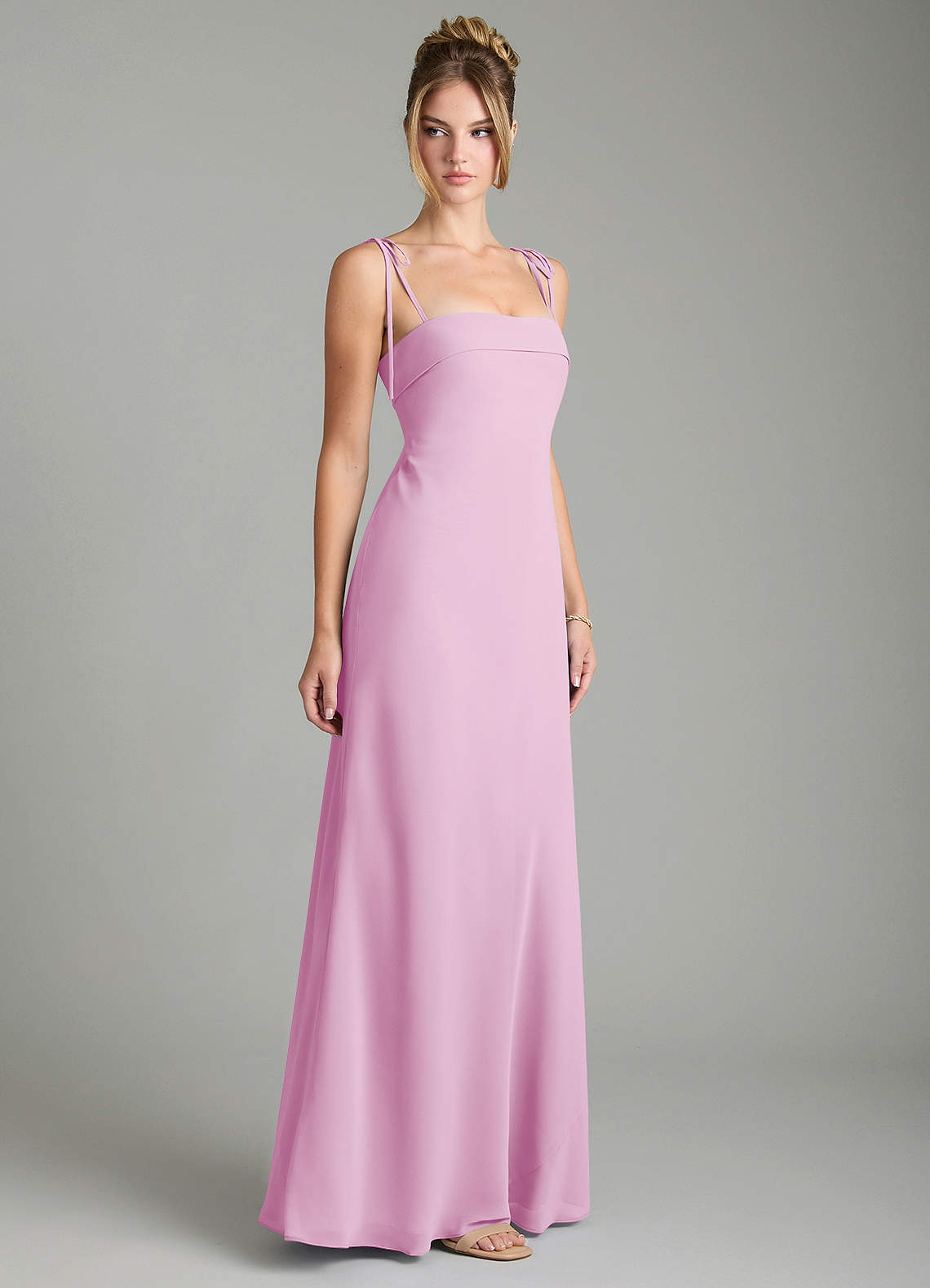 ever pretty plus size bridesmaid dresses High-Slit Chiffon Bridesmaid Dress with Long Sleeves and Waist Pleating main image 1