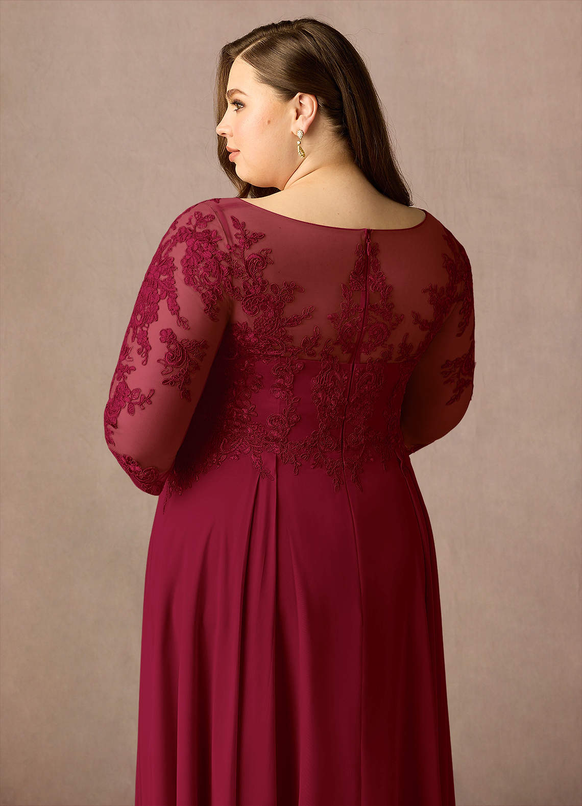 Azazie Marge Kleider für die Brautmutter A-Linie Schaufel Spitze Chiffon Kleid Burgunderrot image13