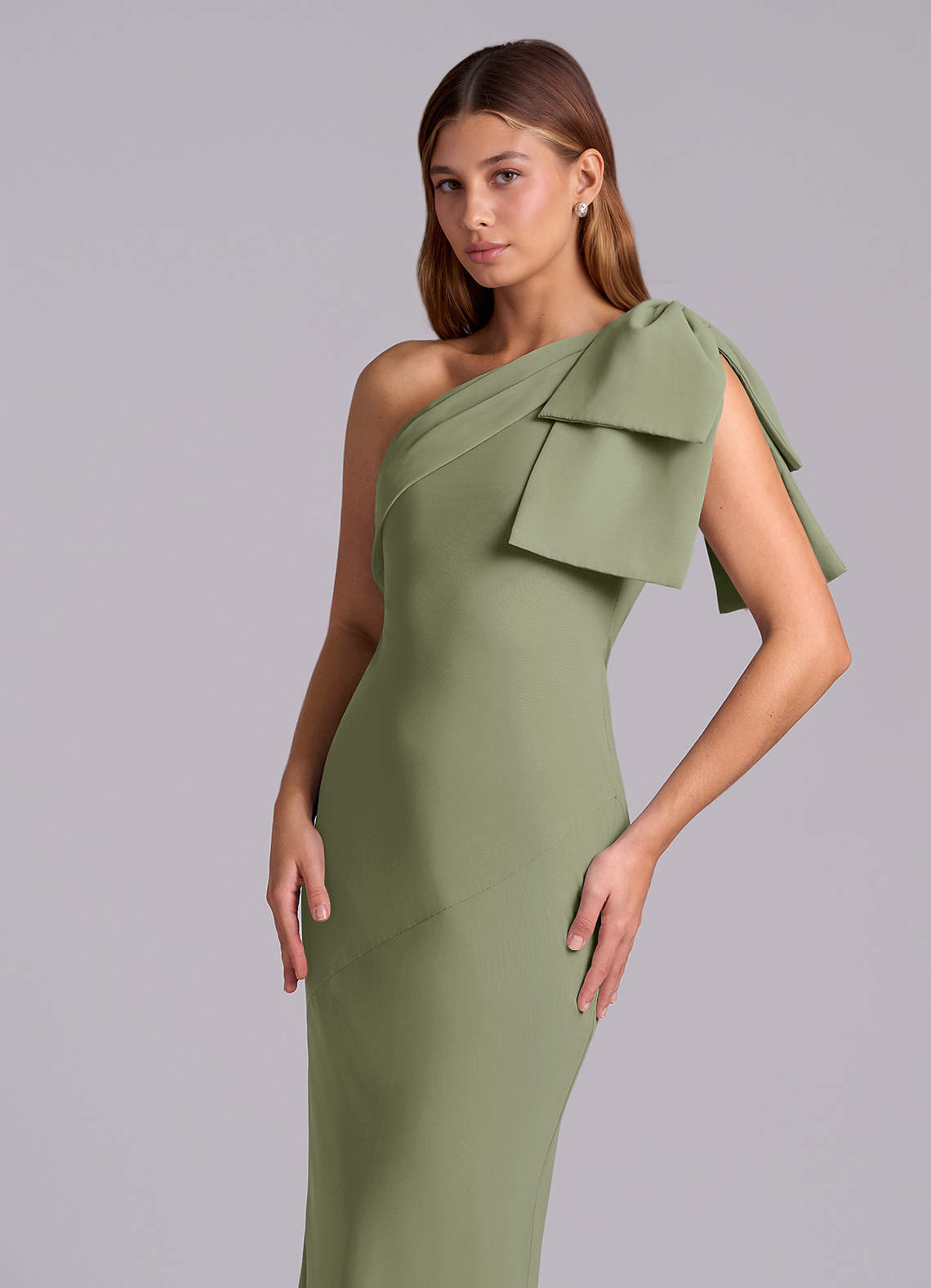 Azazie Yuanna Bridesmaid Dresses Pistachio Mermaid One Shoulder Chiffon Dress image6