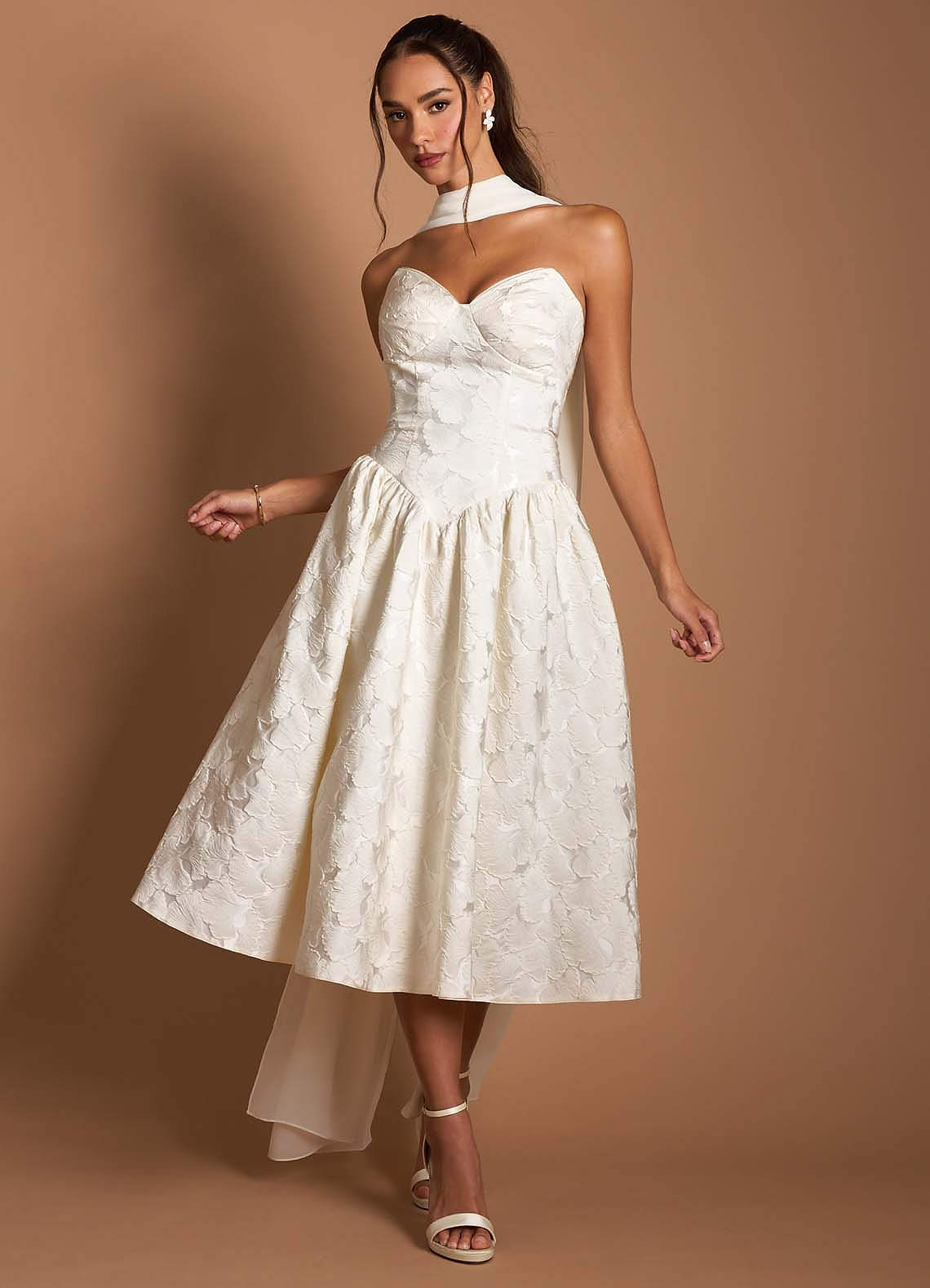 front Shiny Diamond Leaf Earrings