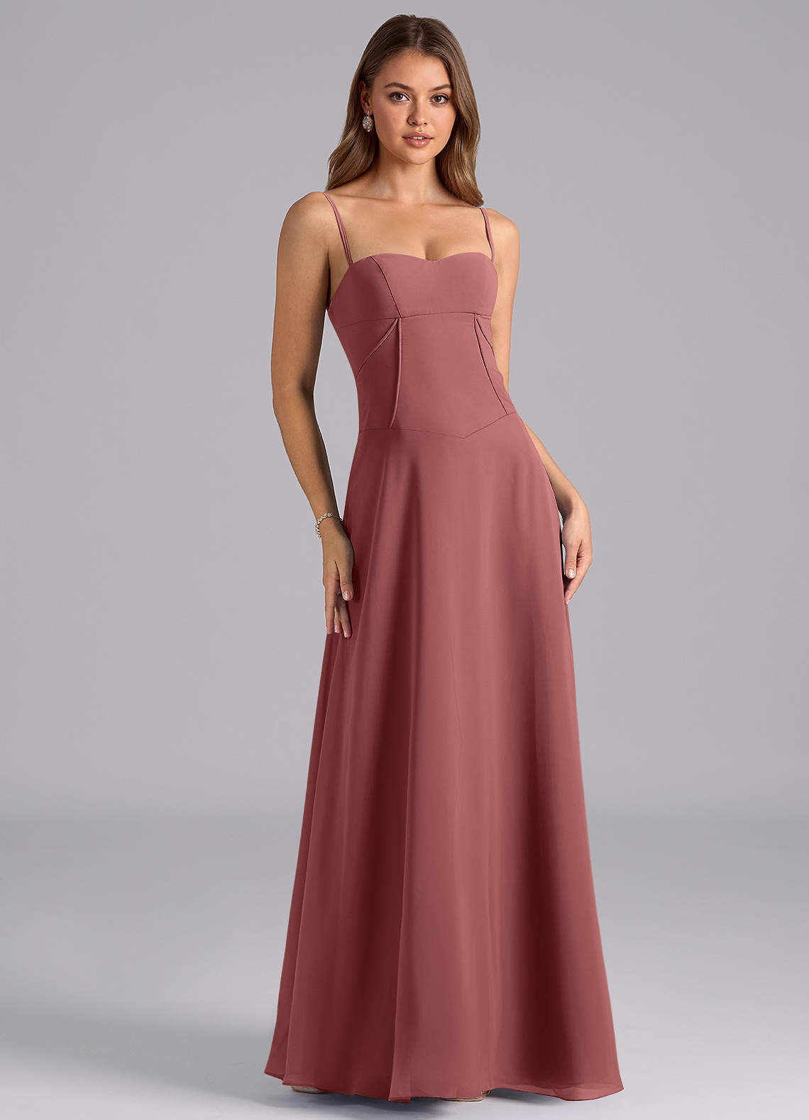 Azazie Valentine Bridesmaid Dresses Amethyst A-Line Corset Chiffon Dress image1