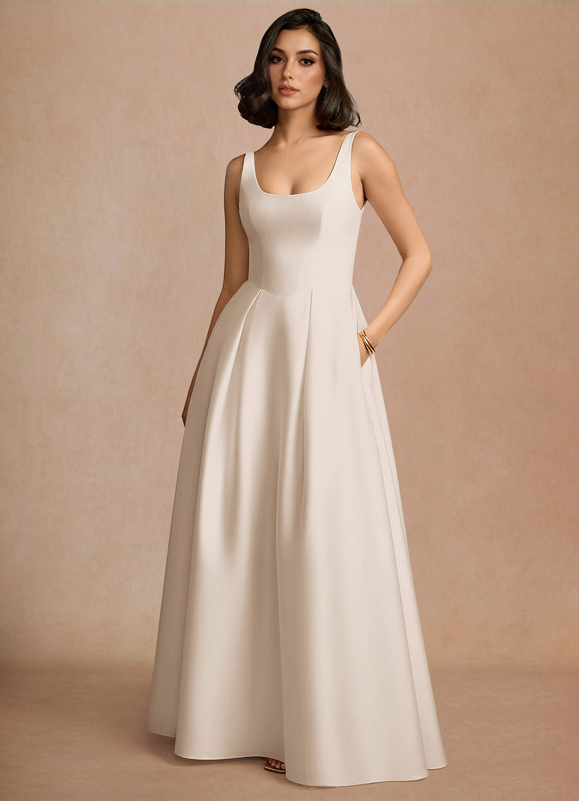 green emerald velvet dress Maelia | Cream Satin Cowl-Neck Maxi Dress with Diamante Straps
