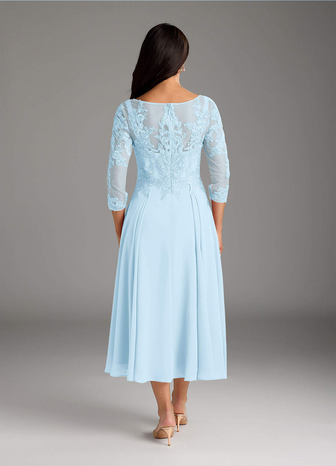 Azazie Marge Mother of the Bride Dresses Sky Blue A-Line Scoop Lace Chiffon Dress image2
