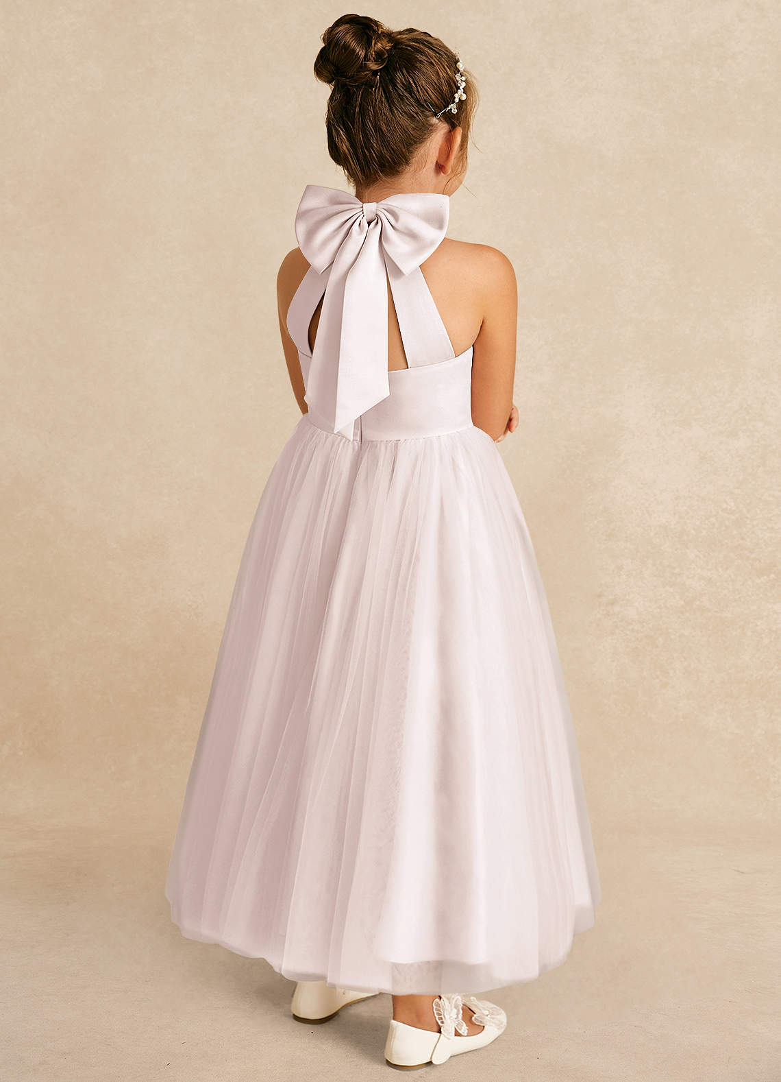 Azazie Bev Flower Girl Dresses Rose Petal A-Line Convertible Tulle Dress image5