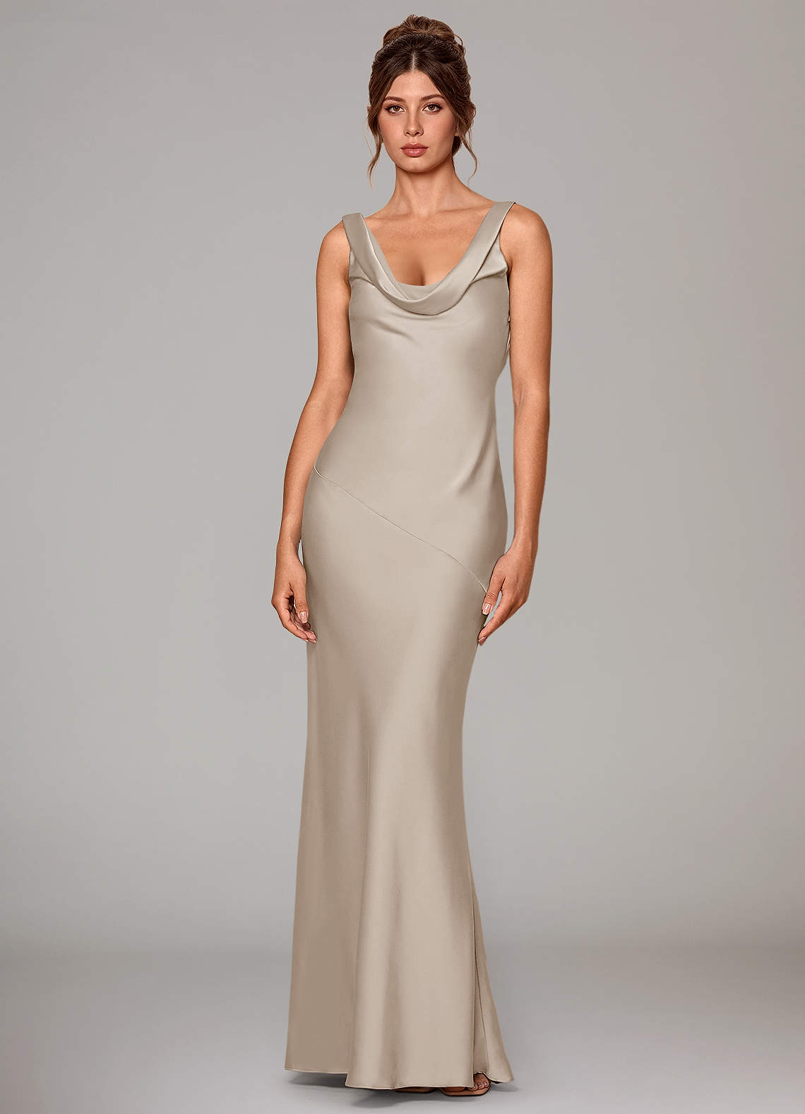 Azazie Rylina Bridesmaid Dresses Frost Mermaid Stretch Satin Dress image1