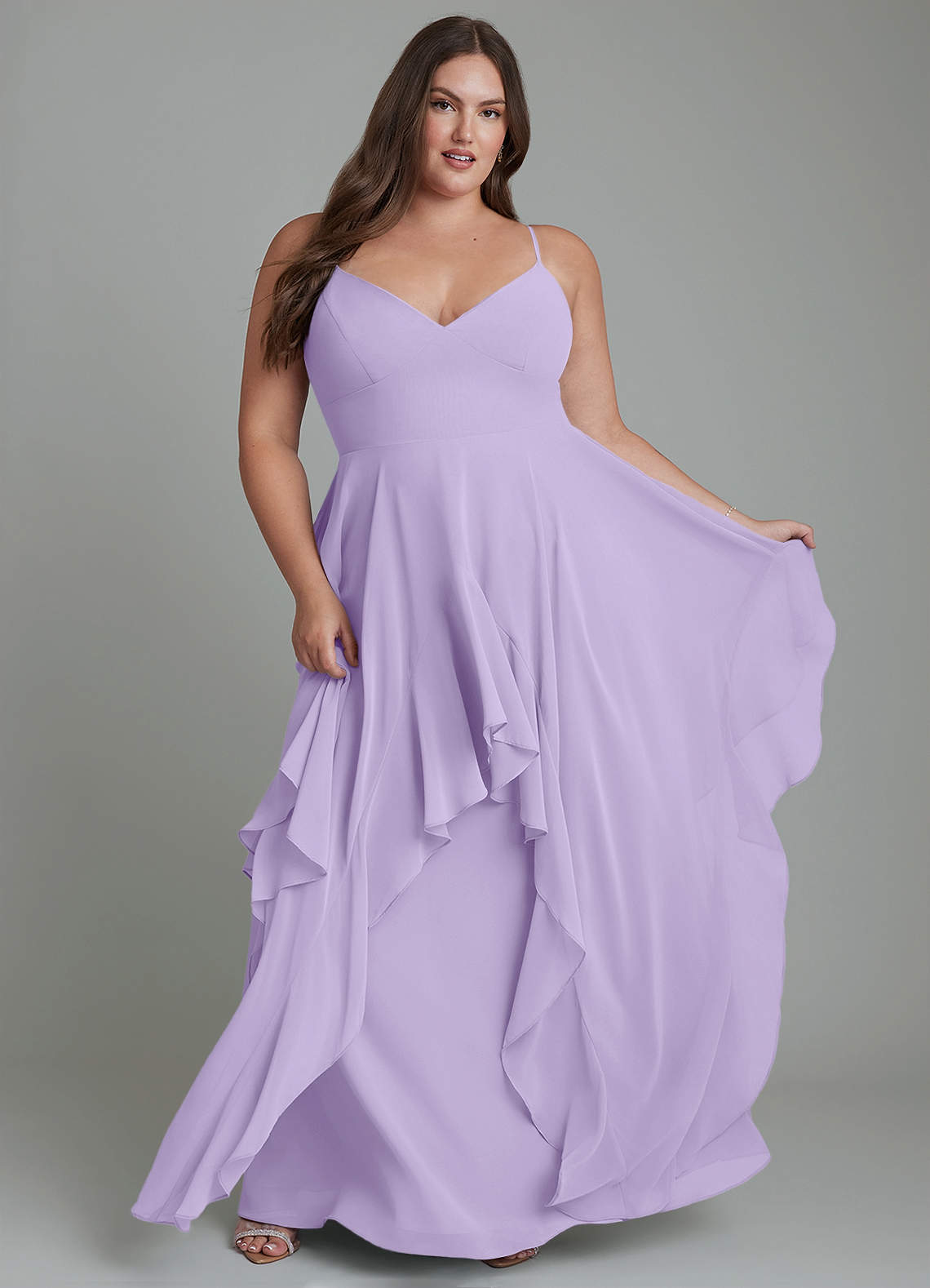 Azazie Zaina Bridesmaid Dresses Lilac A-Line Chiffon Dress image8