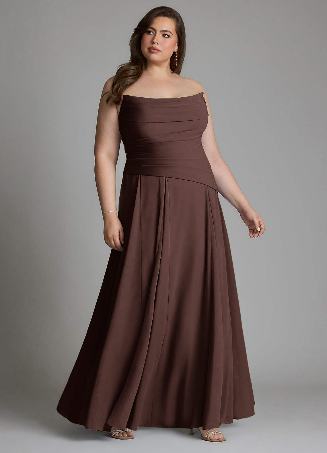 Azazie Gabriela Bridesmaid Dresses Ganache A-Line Corset Chiffon Dress image15