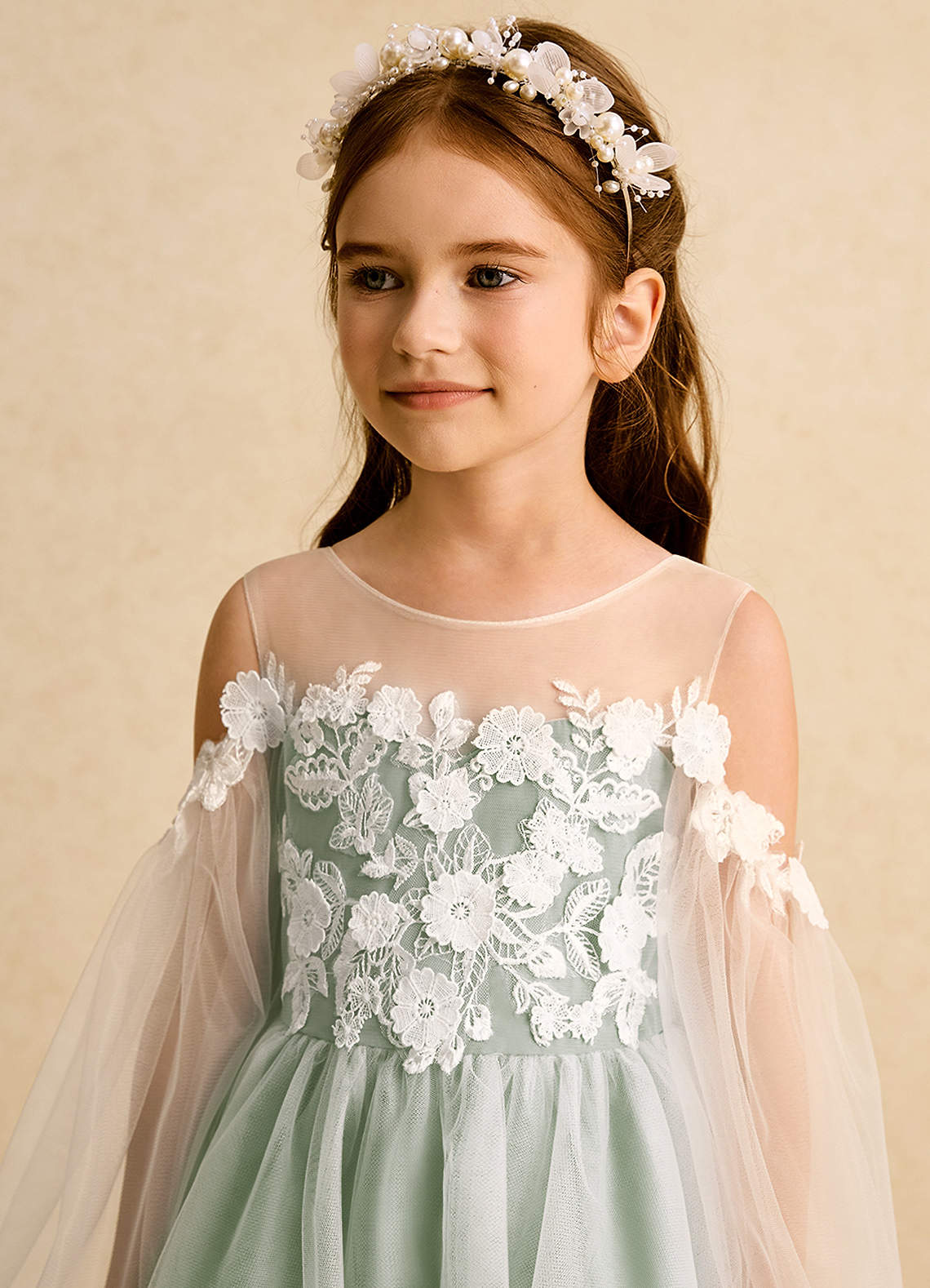 Azazie Zimi Flower Girl Klänningar Klänning Balklänning i Tyll Hjärtformad urringning image8