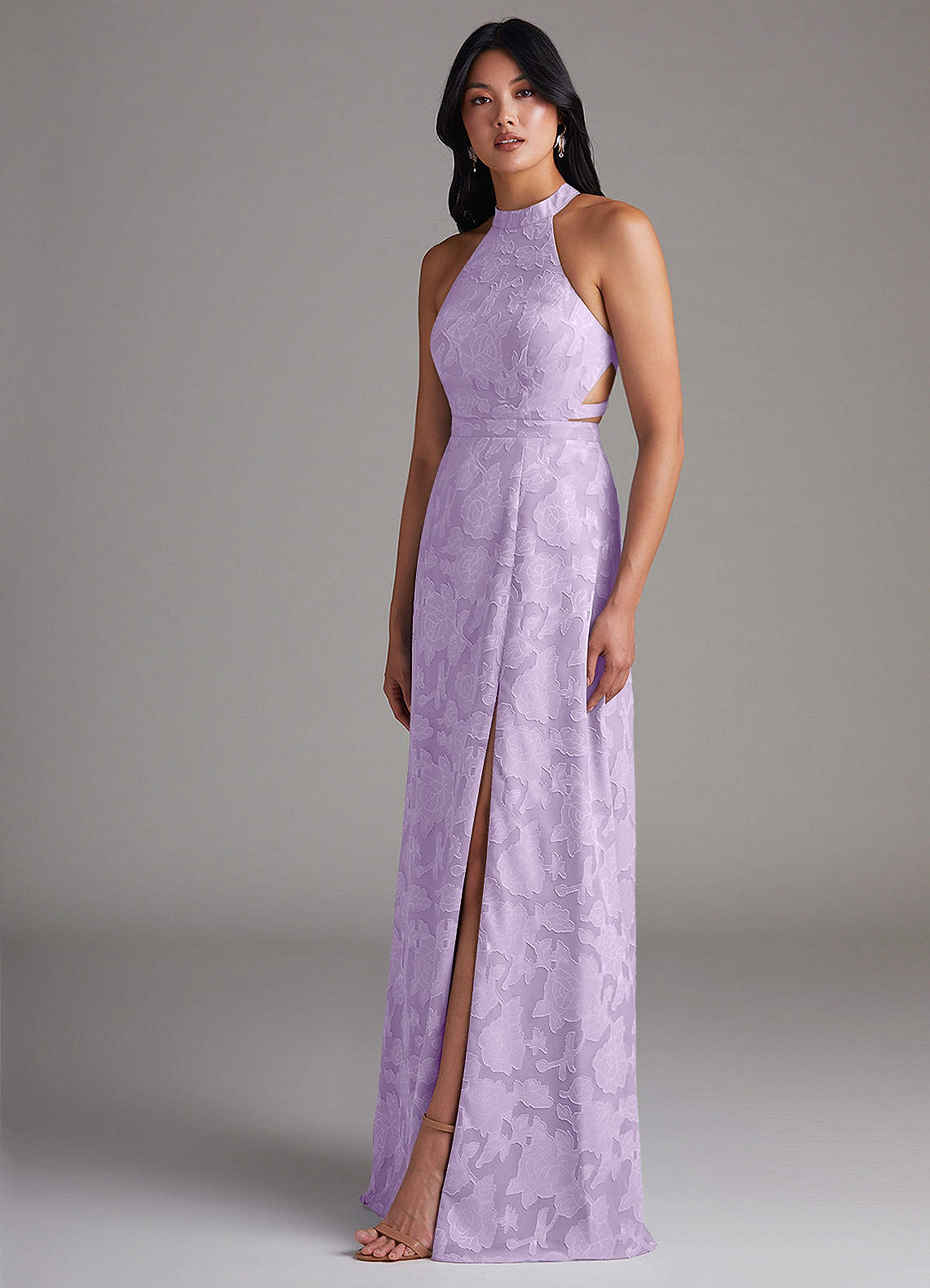 slim fit dress slacks Lilac Notch Front Lace Detail Midi Dress – AX Paris main image 1