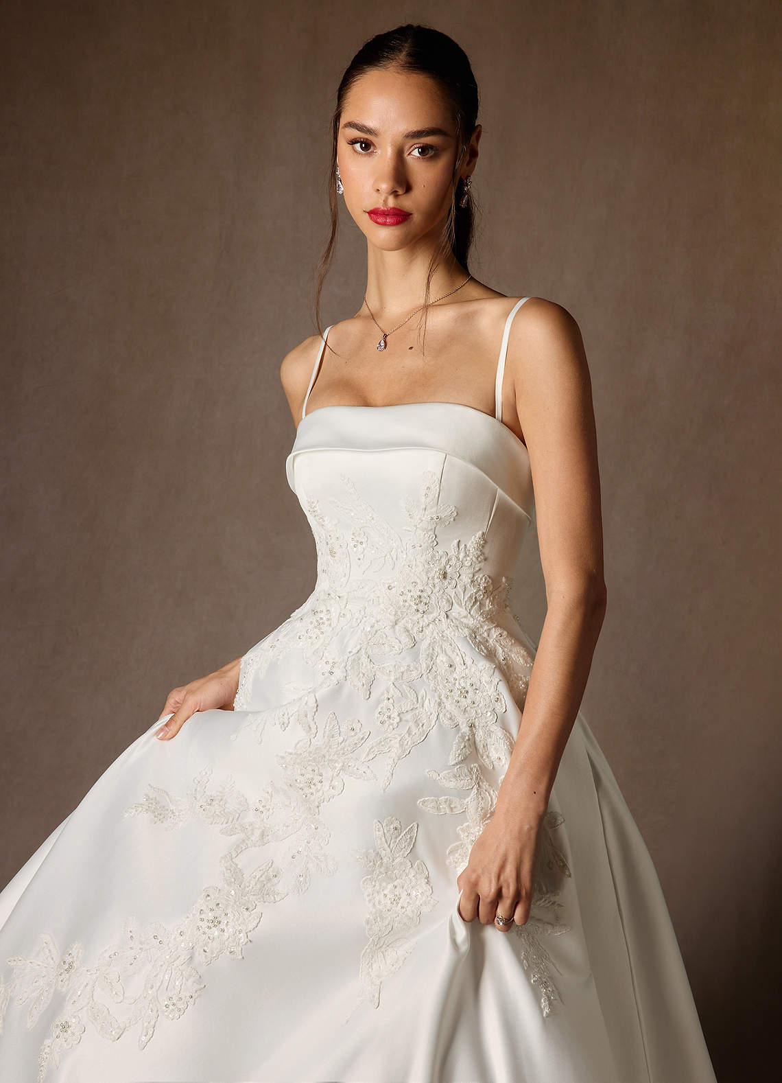 Azazie Fernanda Diamond White Ball-Gown Strapless Satin